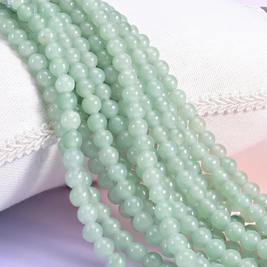2-2.5mm Hole Green Aventurine Smooth Round Beads 6mm 8mm 10mm Jewelry Making 8 Inch Strand
