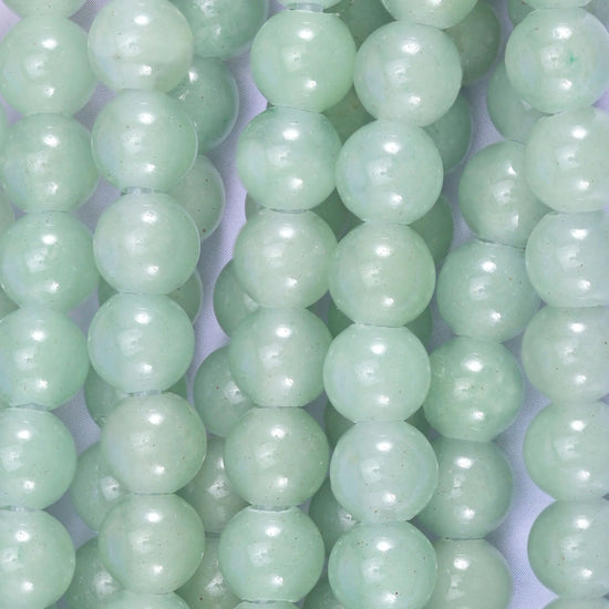 2-2.5mm Hole Green Aventurine Smooth Round Beads 6mm 8mm 10mm Jewelry Making 8 Inch Strand