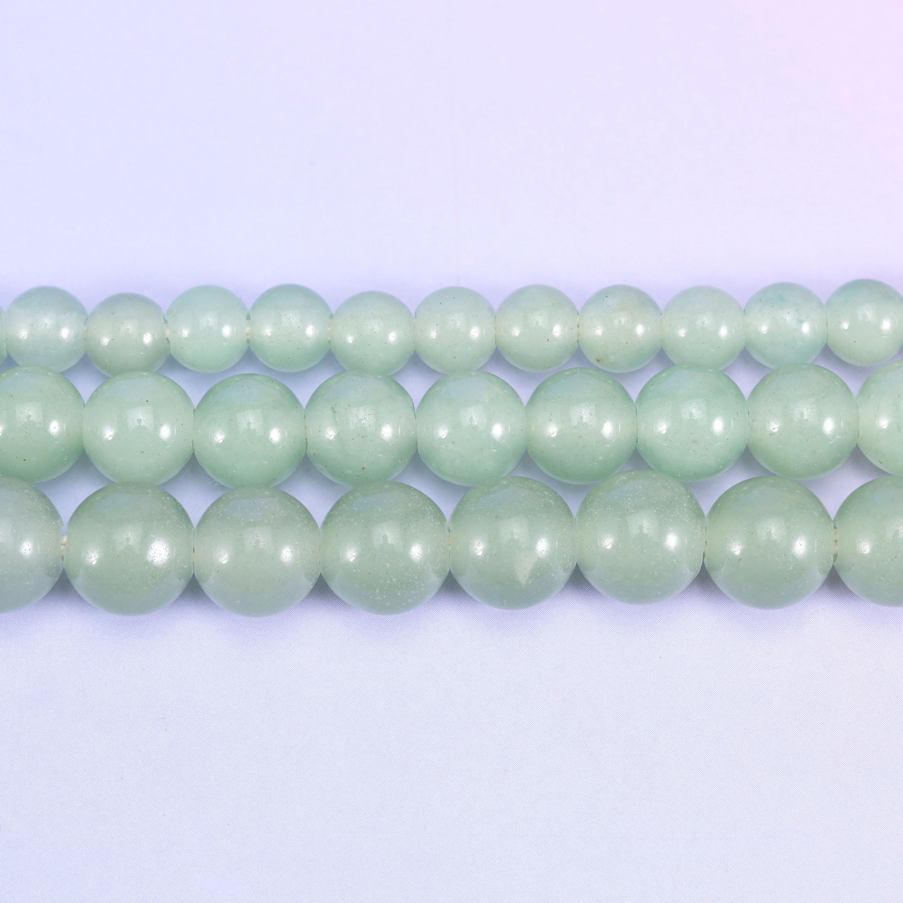 2-2.5mm Hole Green Aventurine Smooth Round Beads 6mm 8mm 10mm Jewelry Making 8 Inch Strand