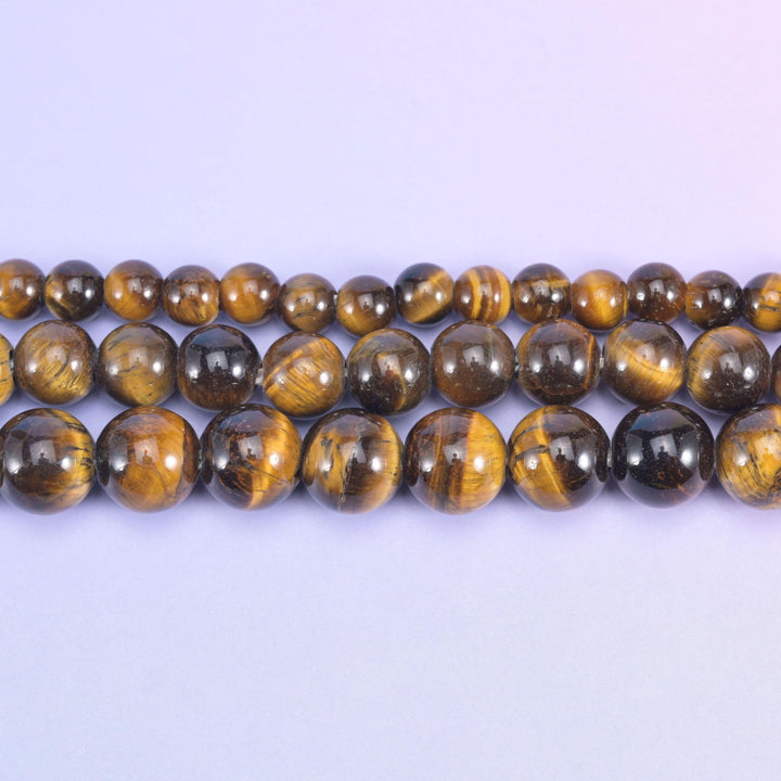 2-2.5mm Hole Tiger Eye Smooth Round Beads 6mm 8mm 10mm Jewelry Making 8 Inch Strand