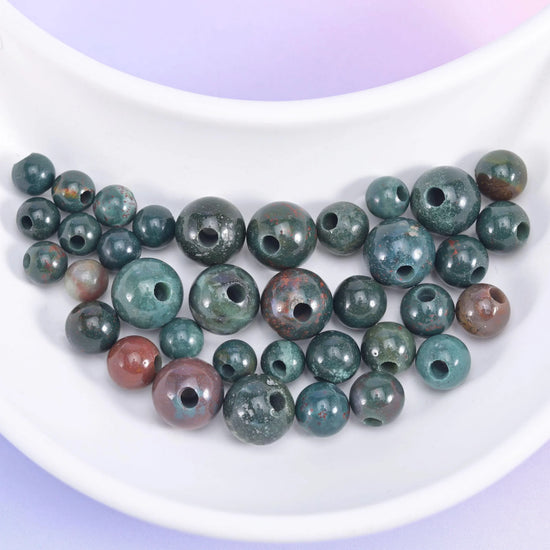 2-2.5mm Hole Oriental Jasper Smooth Round Beads 6mm 8mm 10mm Jewelry Making 8 Inch Strand