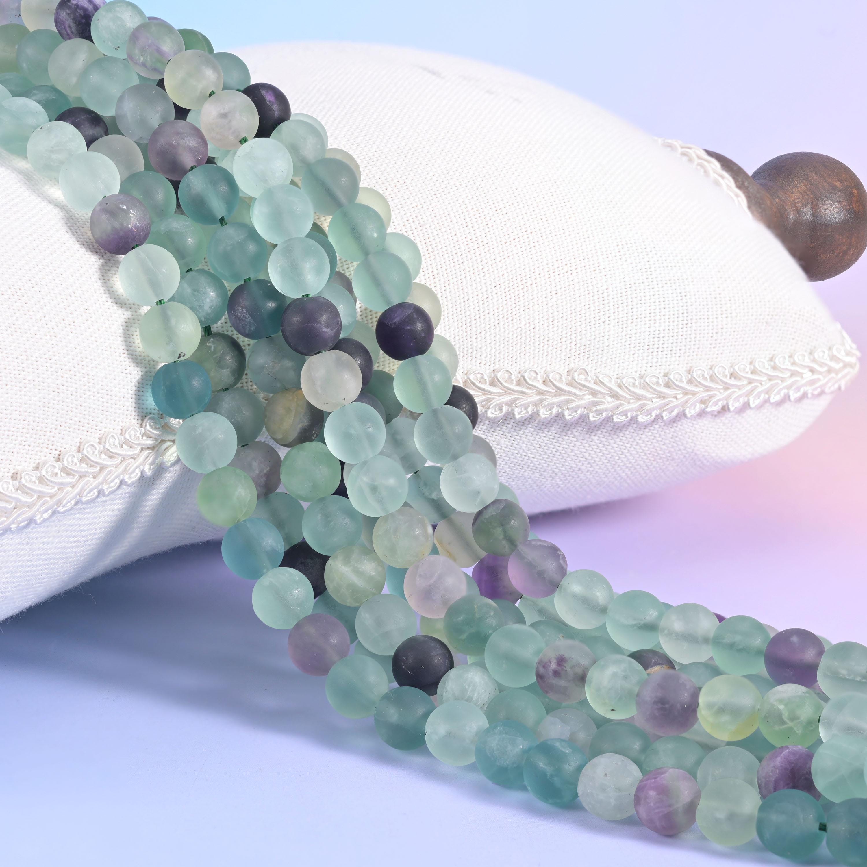 Colorful Fluorite Matte Round Beads 4mm 6mm 8mm 10mm Jewelry Making 15 Inch Strand