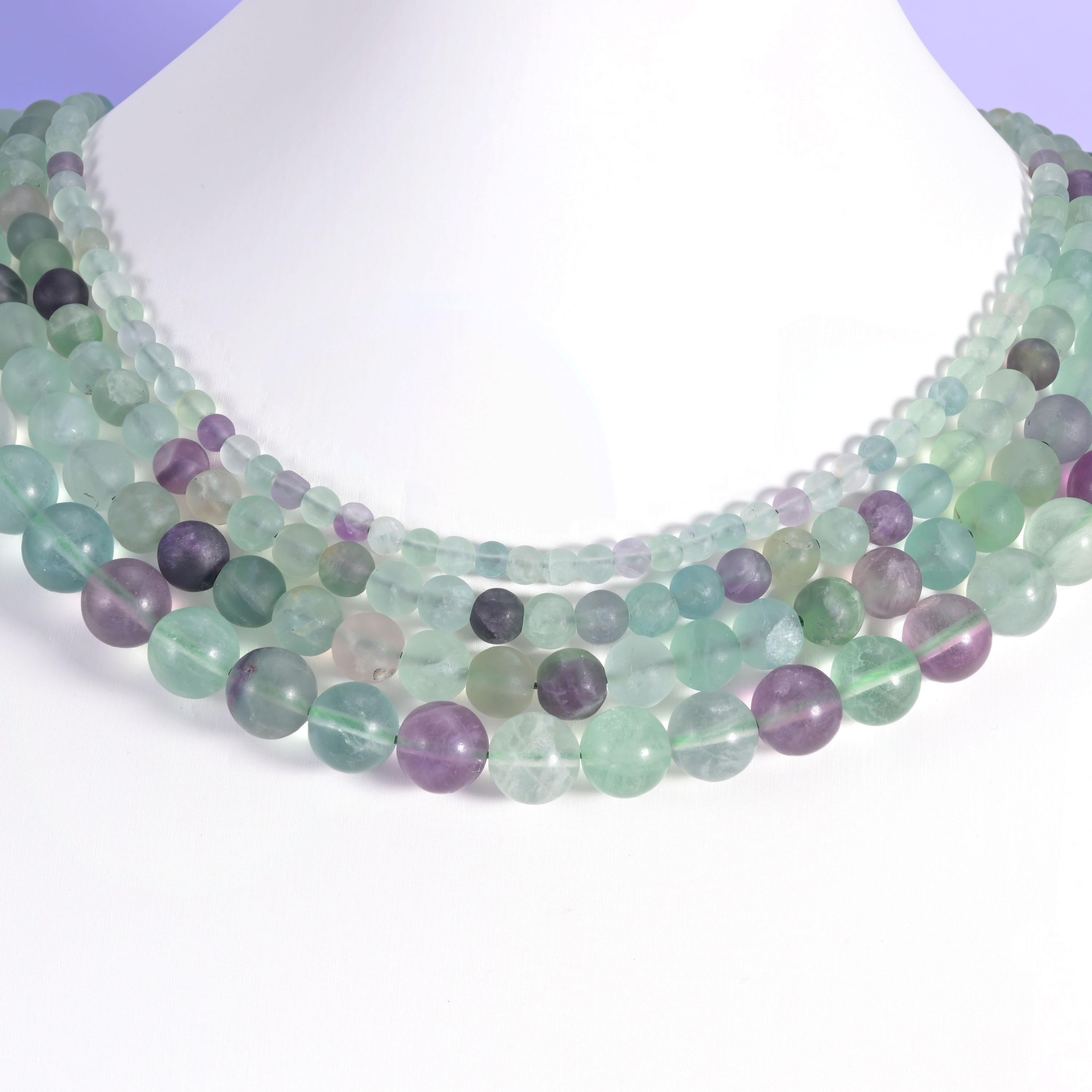 Colorful Fluorite Matte Round Beads 4mm 6mm 8mm 10mm Jewelry Making 15 Inch Strand