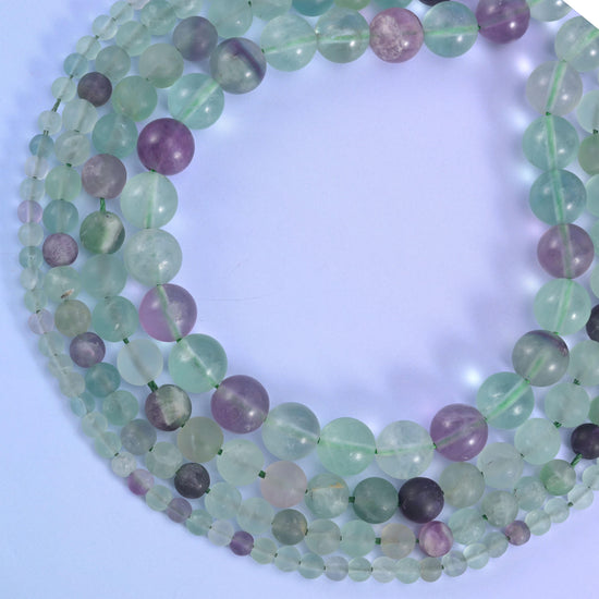Colorful Fluorite Matte Round Beads 4mm 6mm 8mm 10mm Jewelry Making 15 Inch Strand