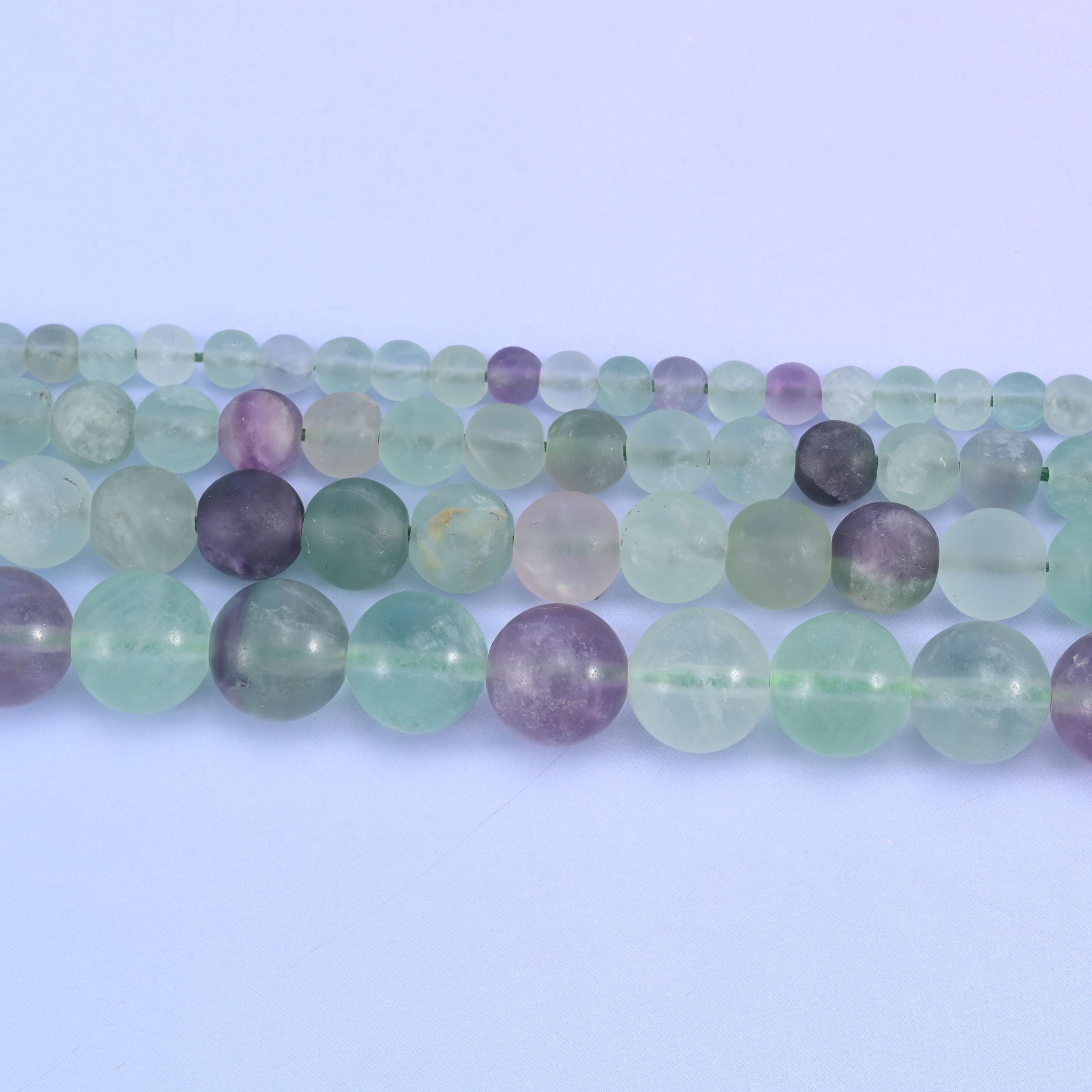 Colorful Fluorite Matte Round Beads 4mm 6mm 8mm 10mm Jewelry Making 15 Inch Strand