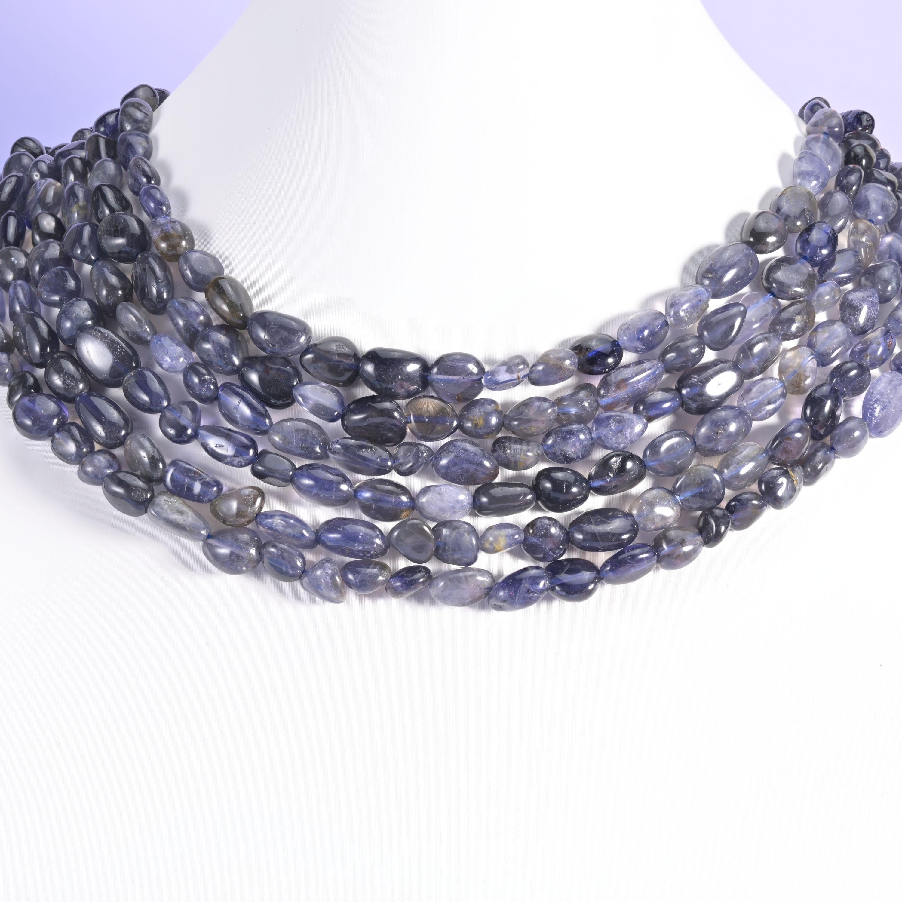 Iolite Pebble Nugget Beads 6-8mm Jewelry Making 15.5 Inch Strand