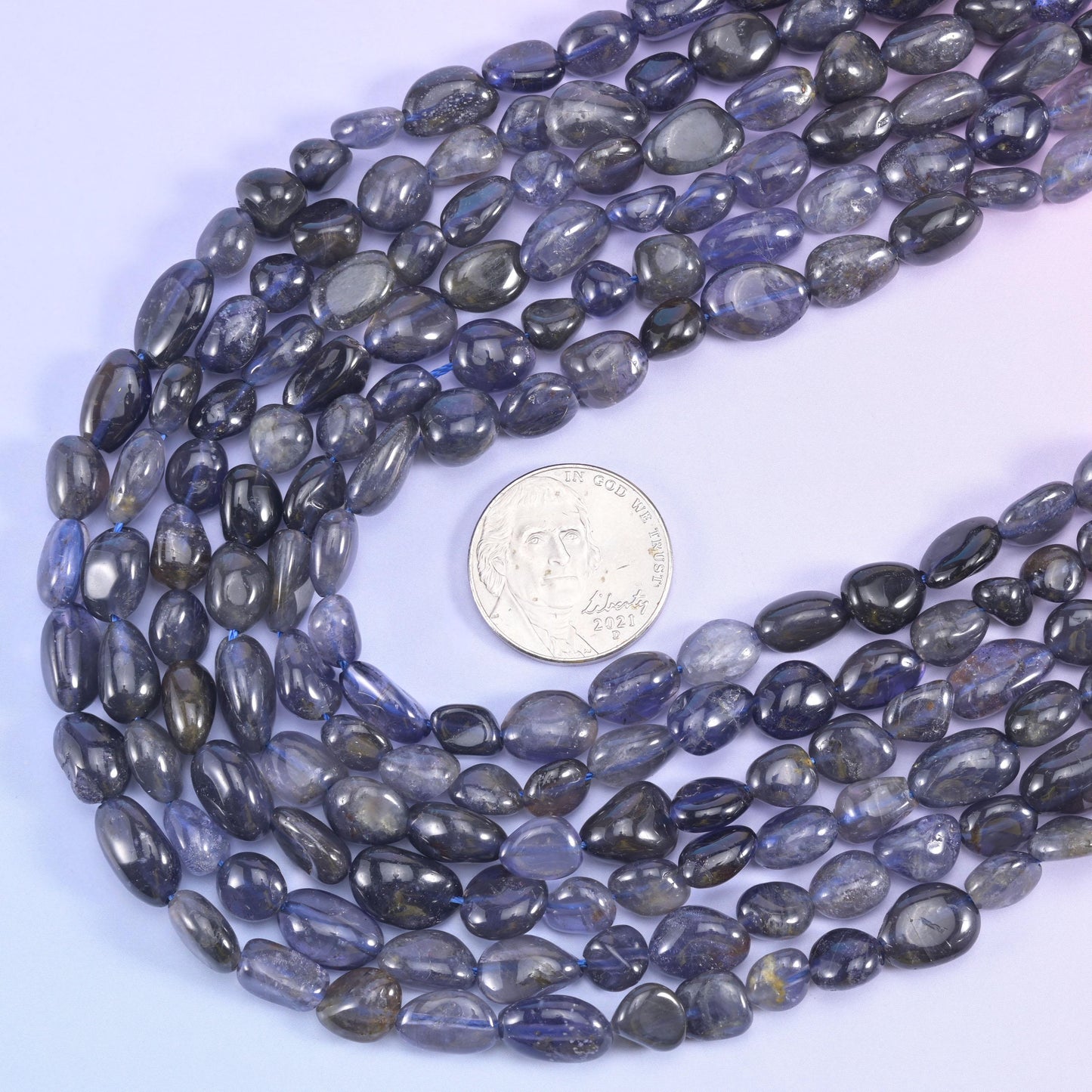 Iolite Pebble Nugget Beads 6-8mm Jewelry Making 15.5 Inch Strand