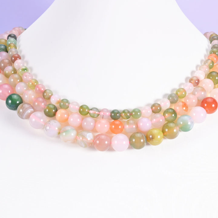 Multi-Color Yanyuan Agate Smooth Round Beads 6mm 8mm 10mm Jewelry Making 15 Inch Strand