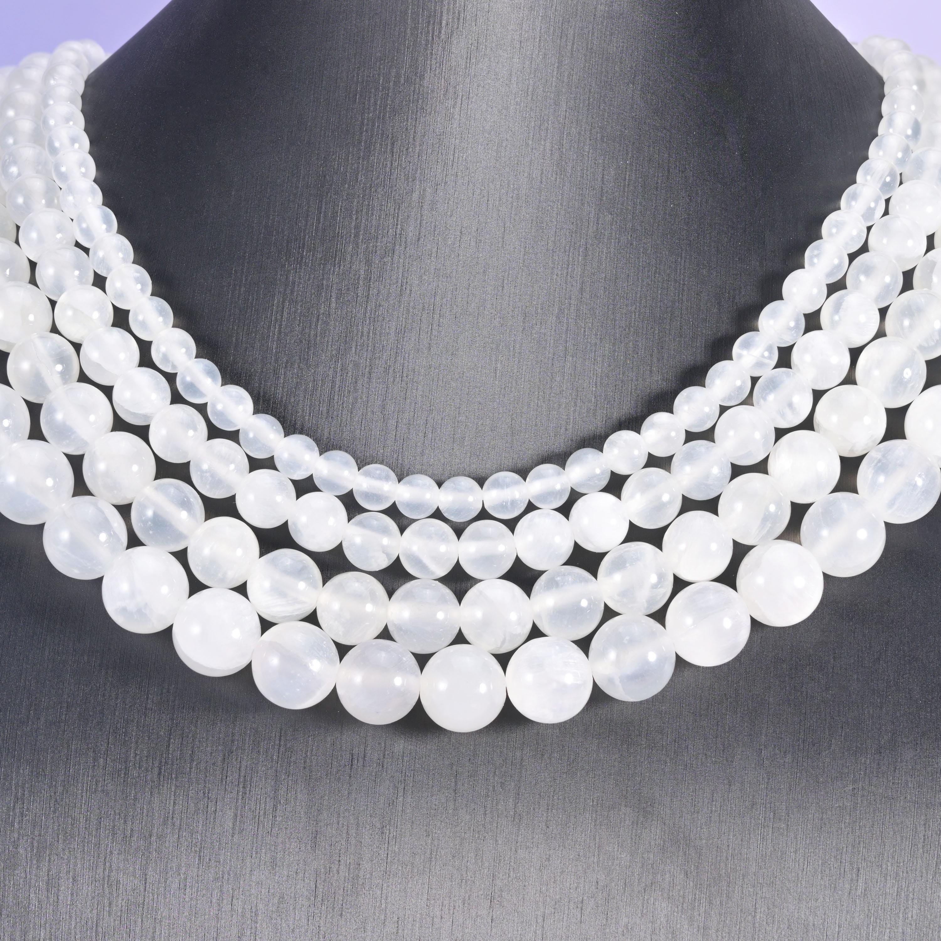White Calcite Smooth Round Beads 6mm 8mm 10mm 12mm Jewelry Making 15.5 Inch Strand