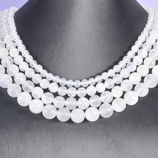 White Calcite Smooth Round Beads 6mm 8mm 10mm 12mm Jewelry Making 15.5 Inch Strand