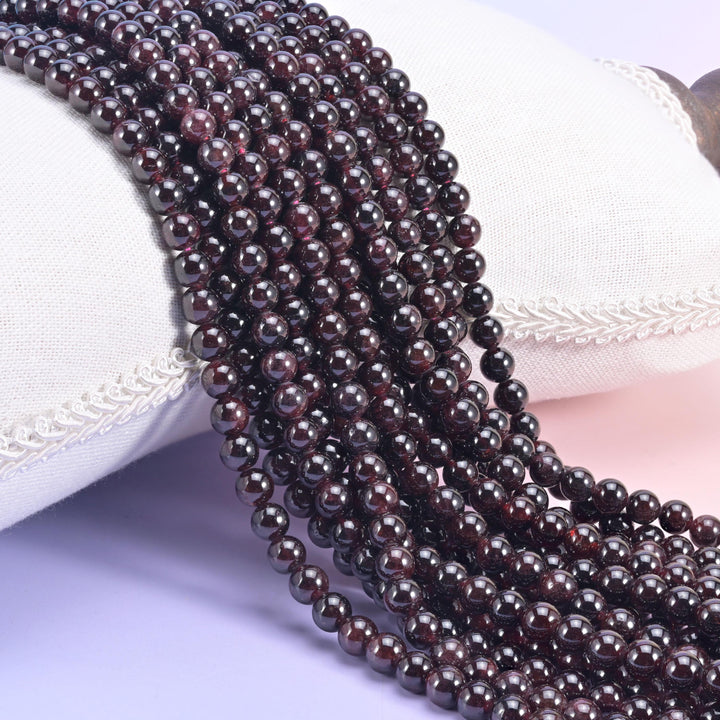Red Garnet Smooth Round Beads 6mm 8mm 10mm 12mm Jewelry Making 15.5 Inch Strand