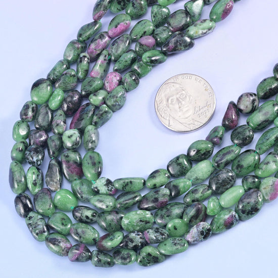 Ruby Zoisite Pebble Nugget Beads