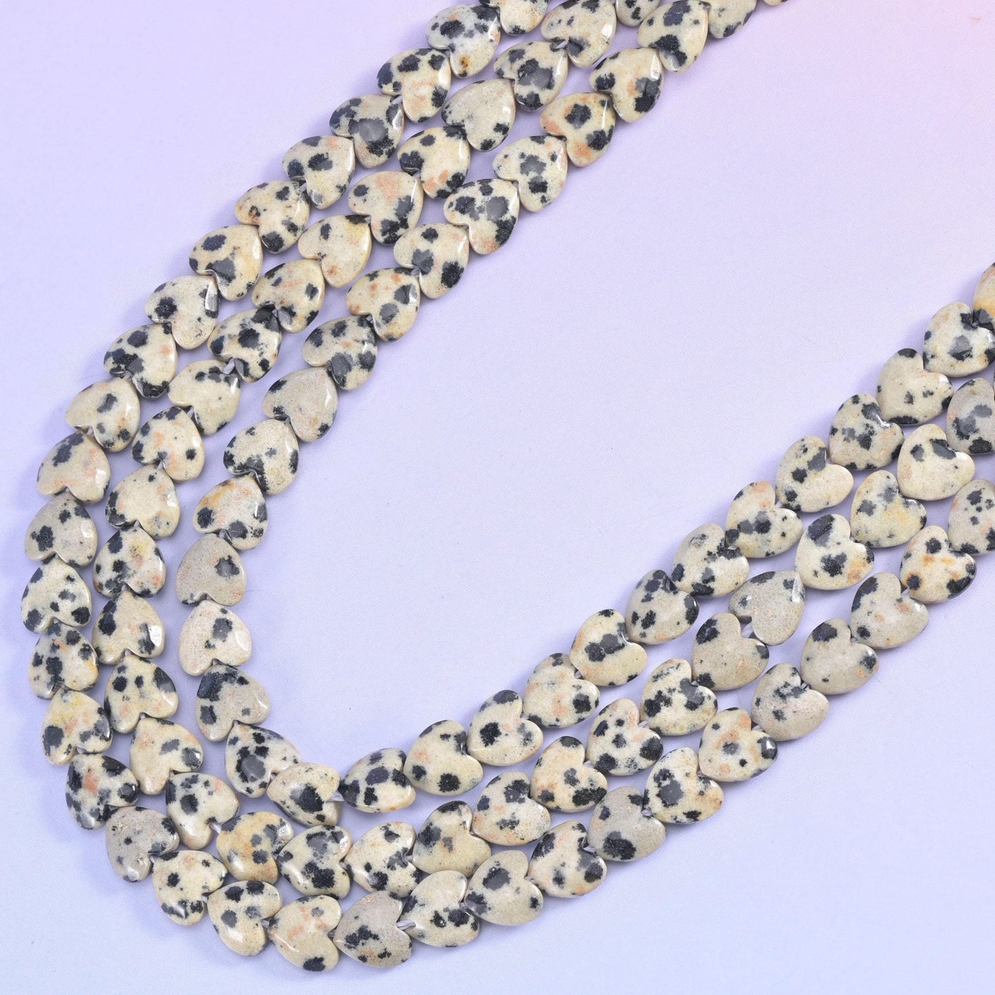 Dalmatian Jasper Heart Beads Strand for Jewelry Making