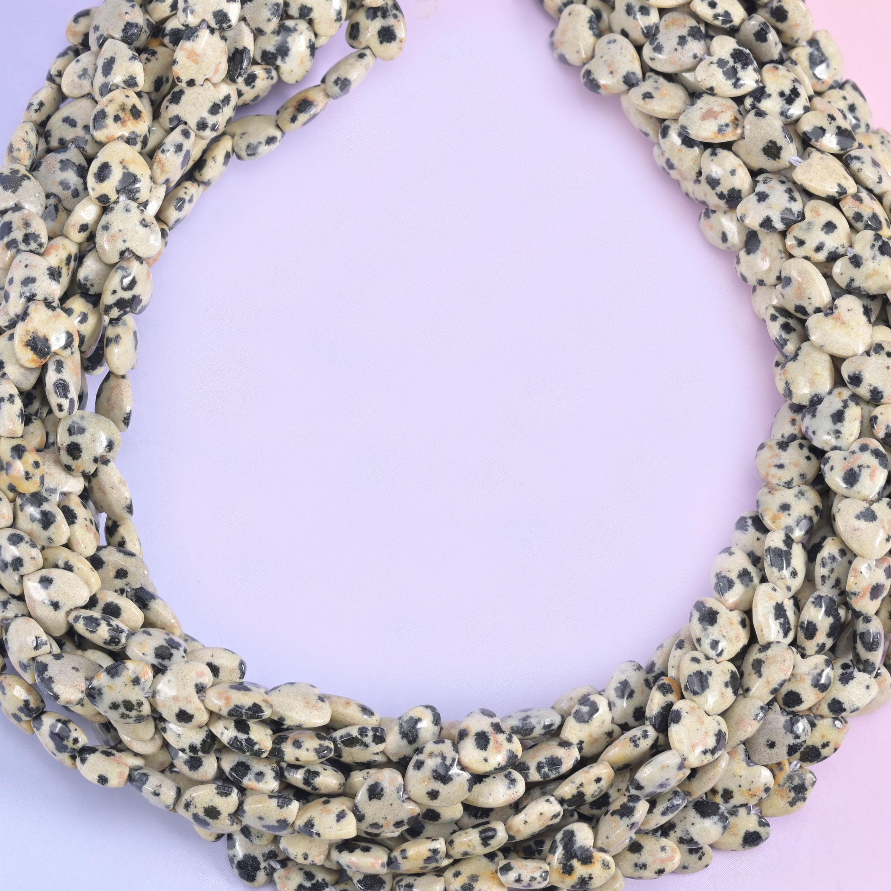 Dalmatian Jasper Heart Beads Strand for Jewelry Making