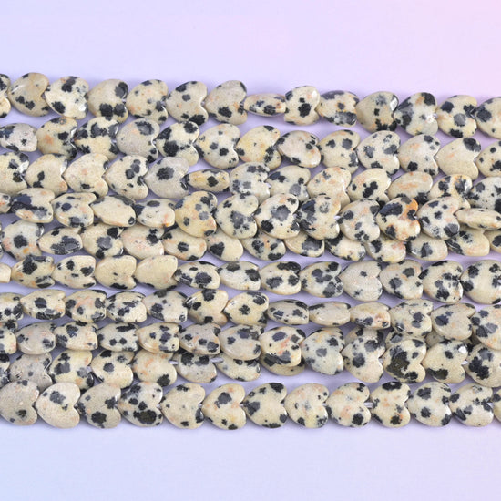 Dalmatian Jasper Heart Beads Strand for Jewelry Making