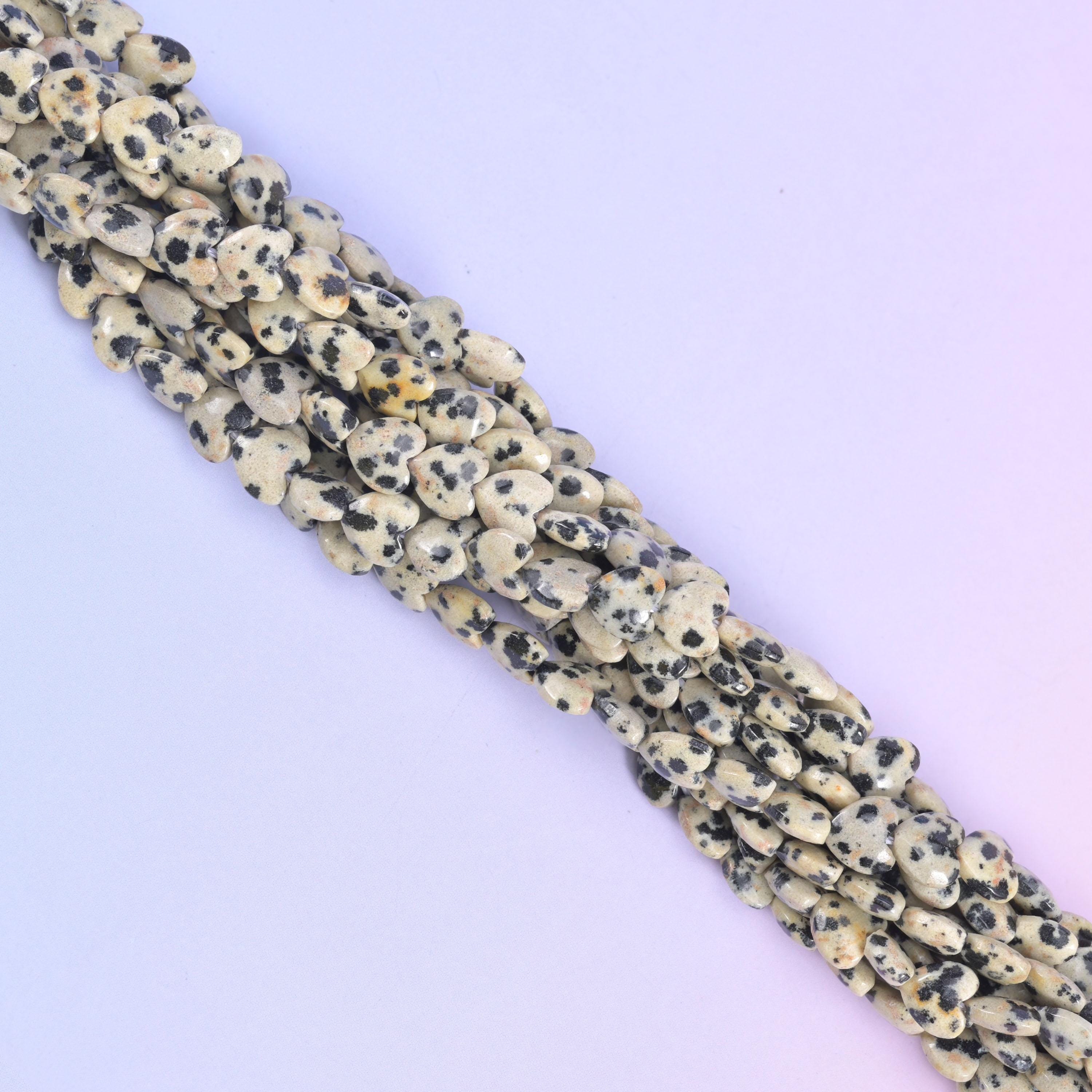 Dalmatian Jasper Heart Beads Strand for Jewelry Making