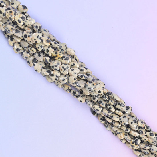 Dalmatian Jasper Heart Beads Strand for Jewelry Making