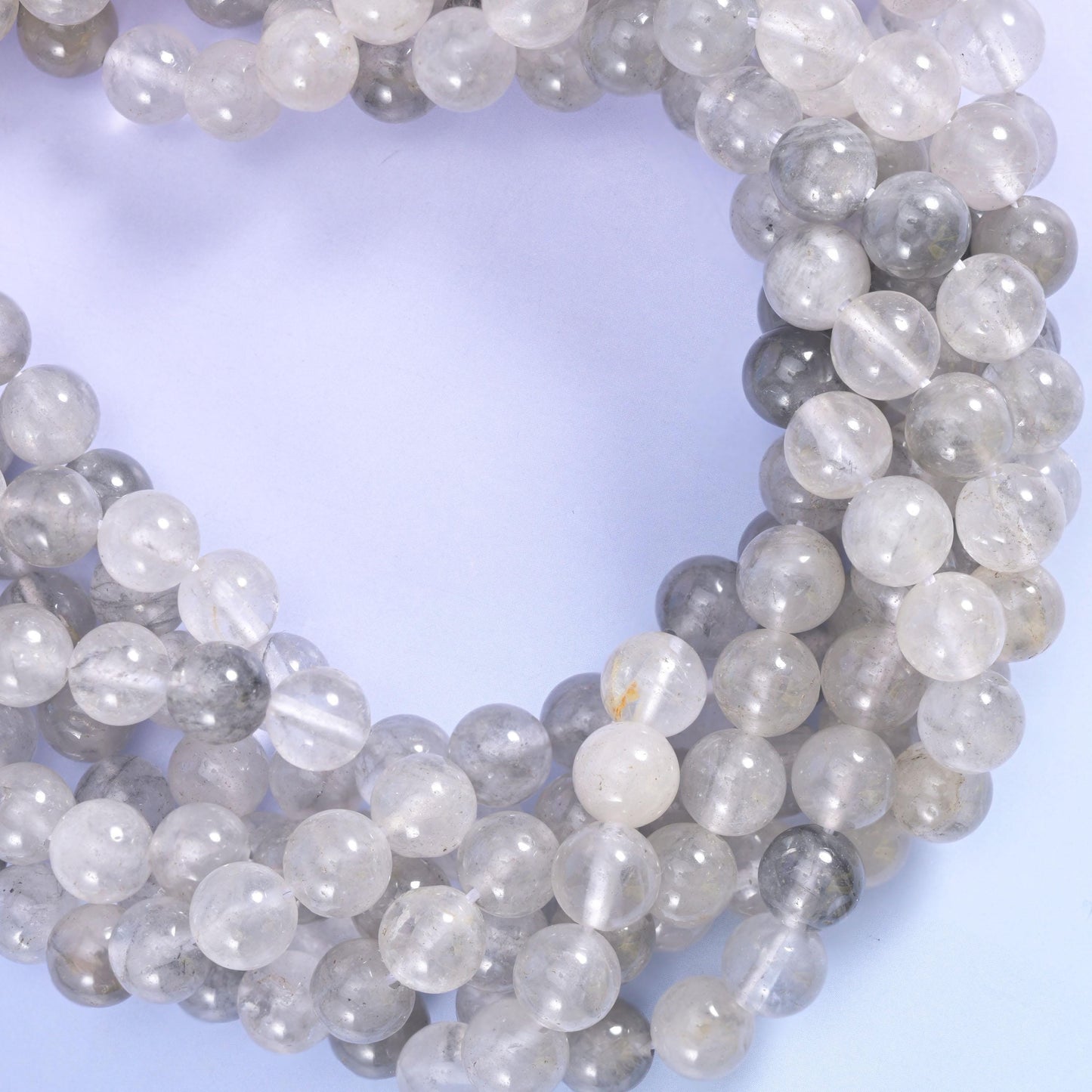 Cloudy Quartz Smooth Round Beads