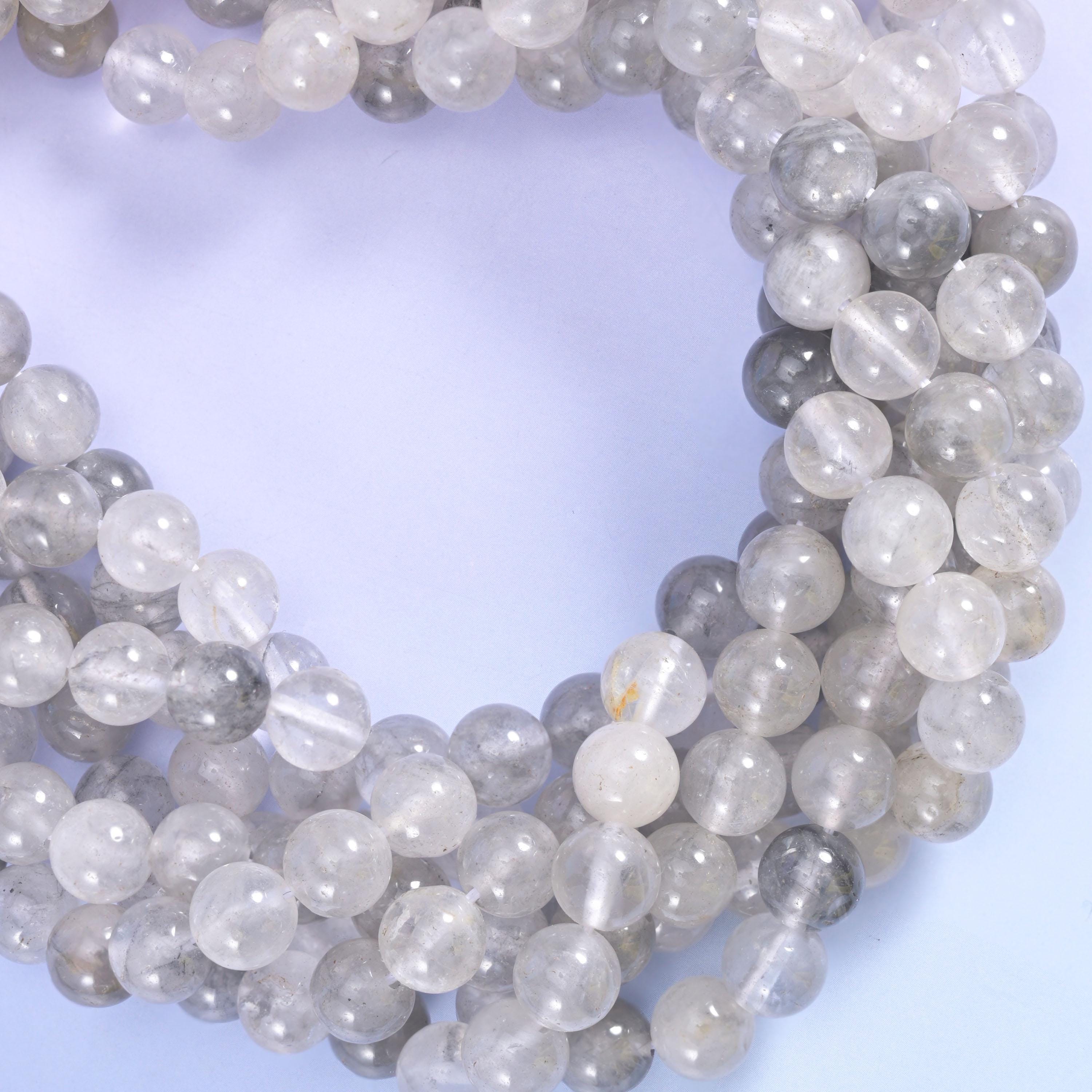 Cloudy Quartz Smooth Round Beads