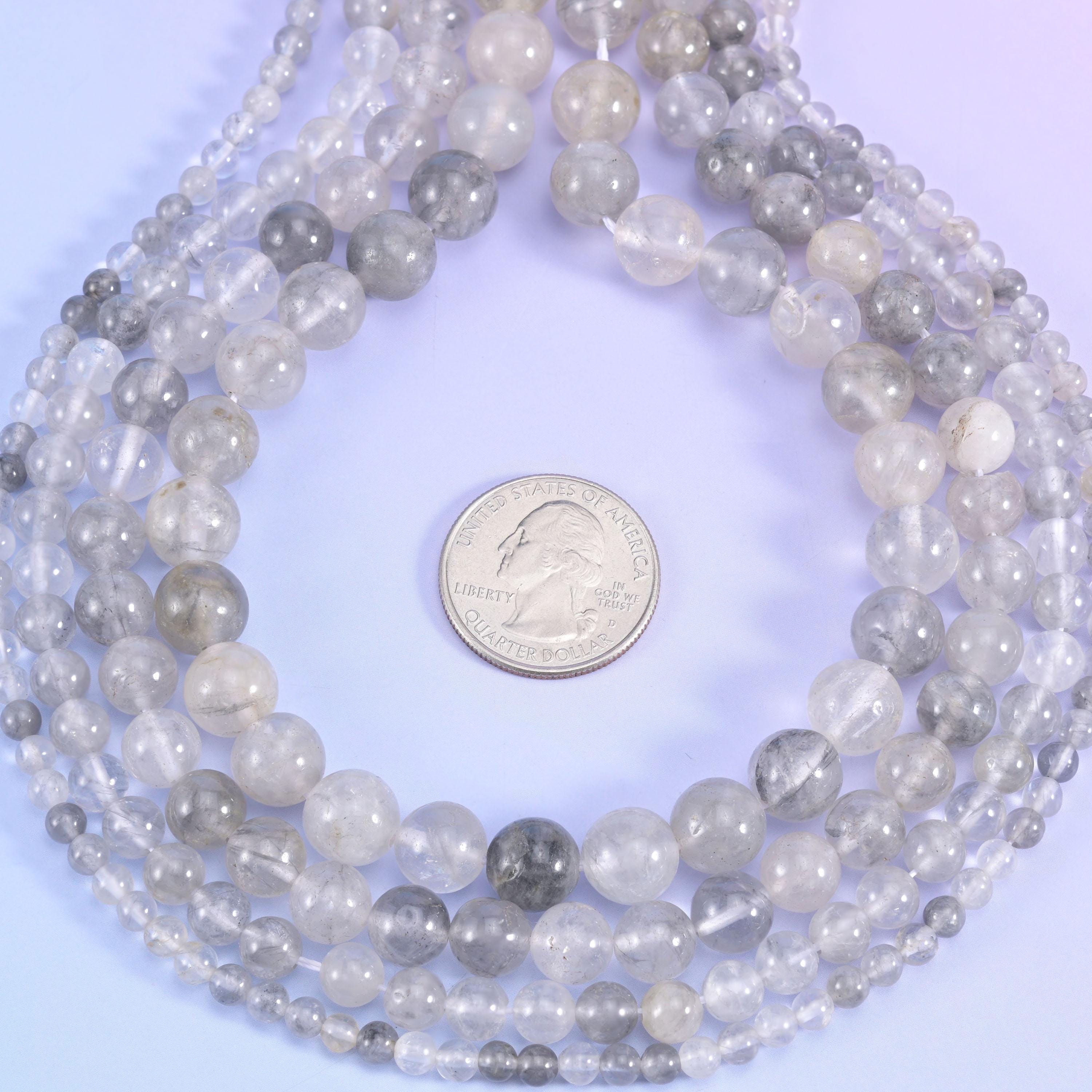 Cloudy Quartz Smooth Round Beads