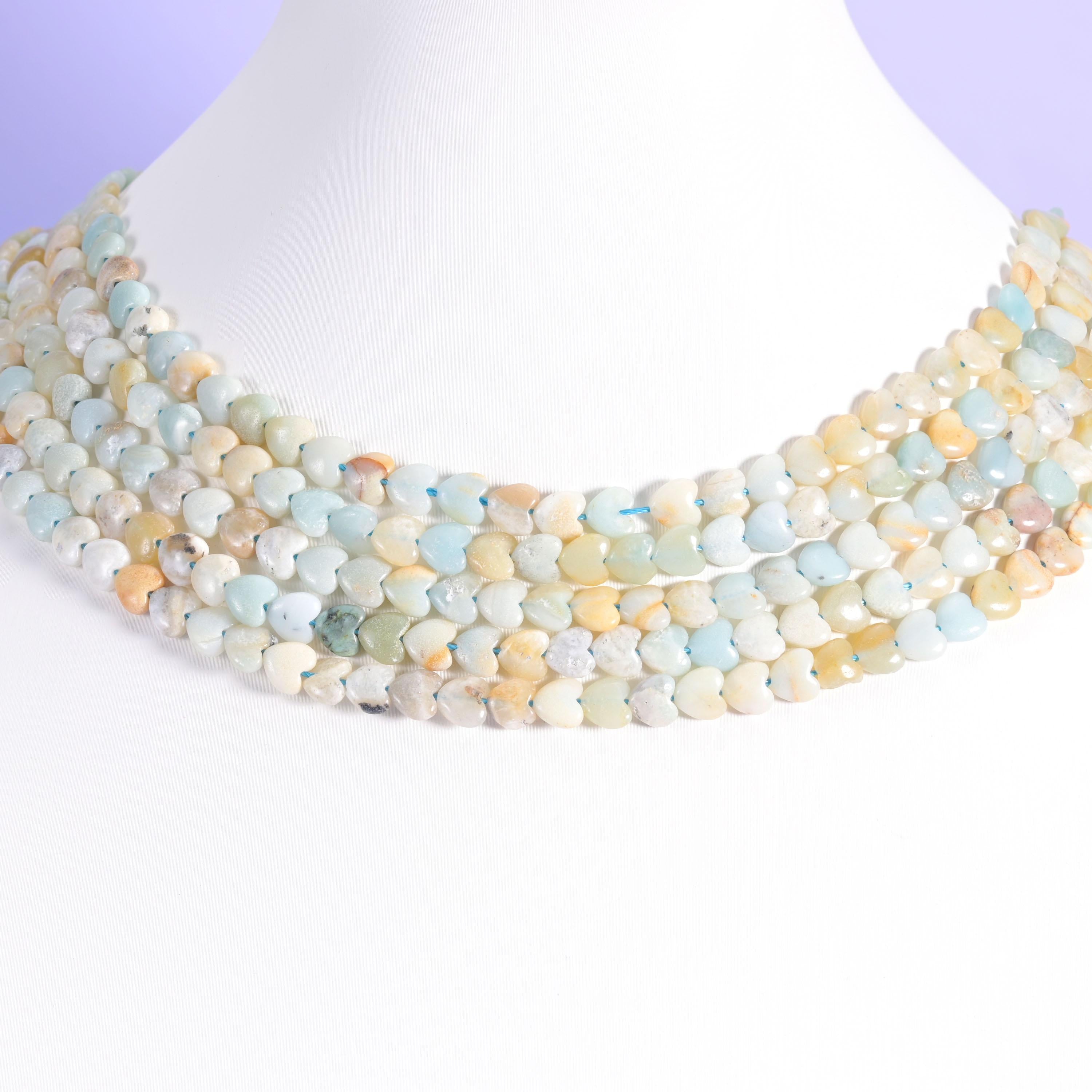 Multi-Color Amazonite Heart Beads Size 6mm Jewelry Making 15 Inch Strand