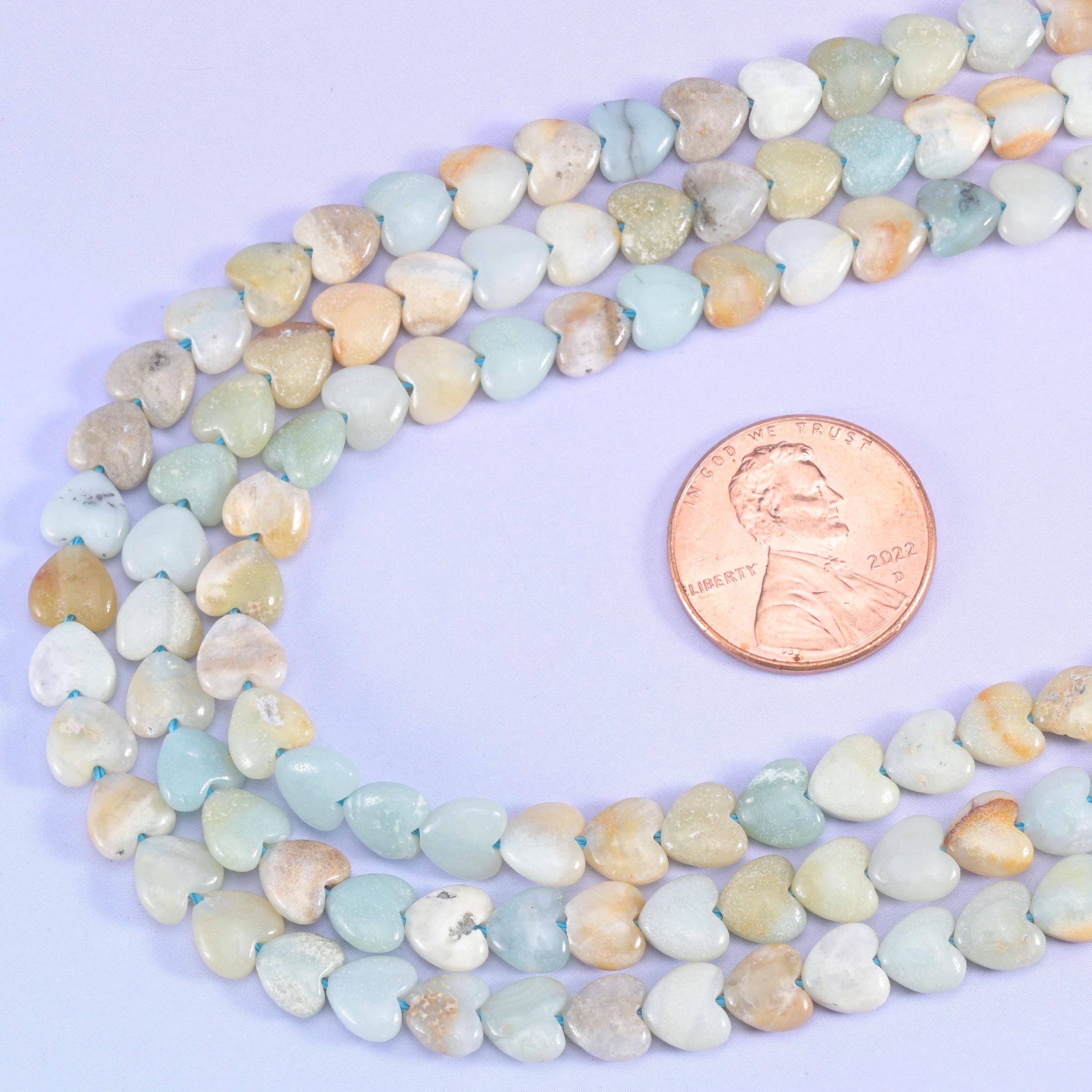 Multi-Color Amazonite Heart Beads Size 6mm Jewelry Making 15 Inch Strand
