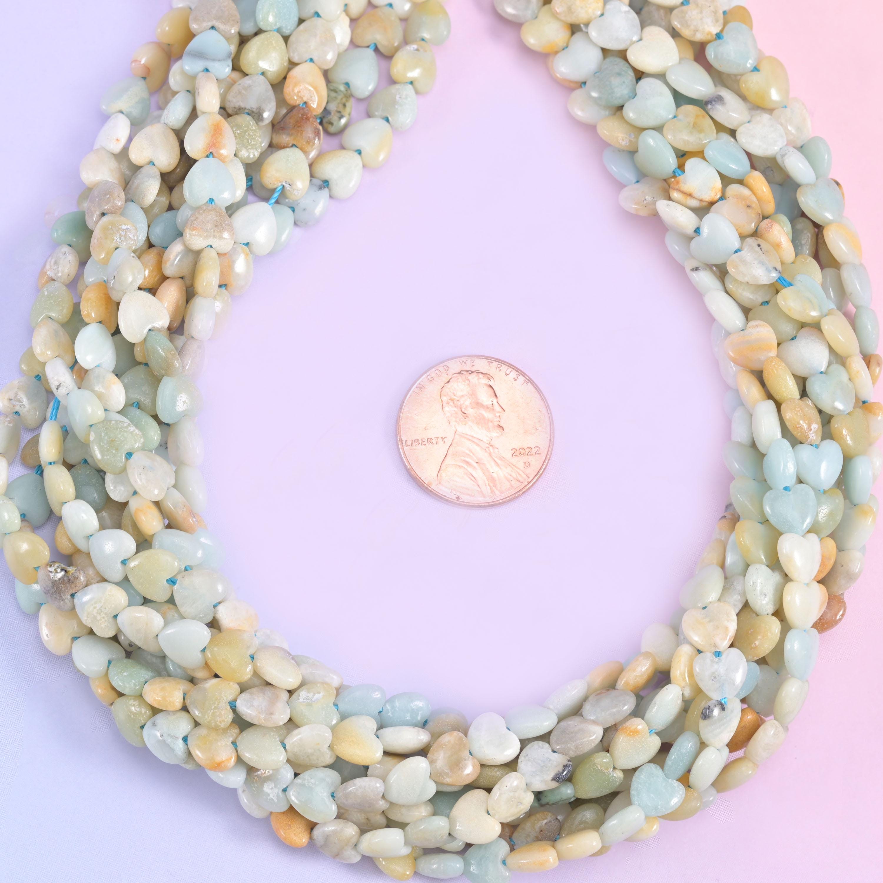 Multi-Color Amazonite Heart Beads Size 6mm Jewelry Making 15 Inch Strand