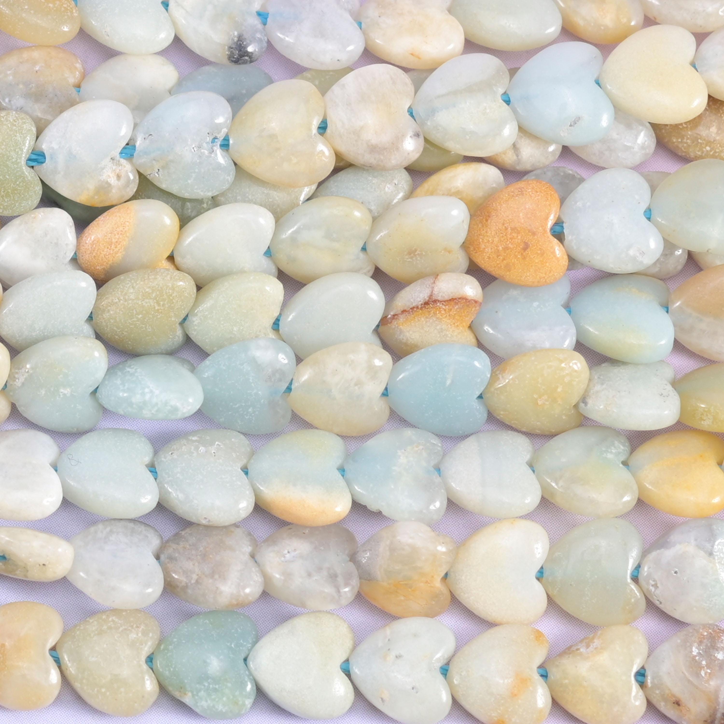 Multi-Color Amazonite Heart Beads Size 6mm Jewelry Making 15 Inch Strand
