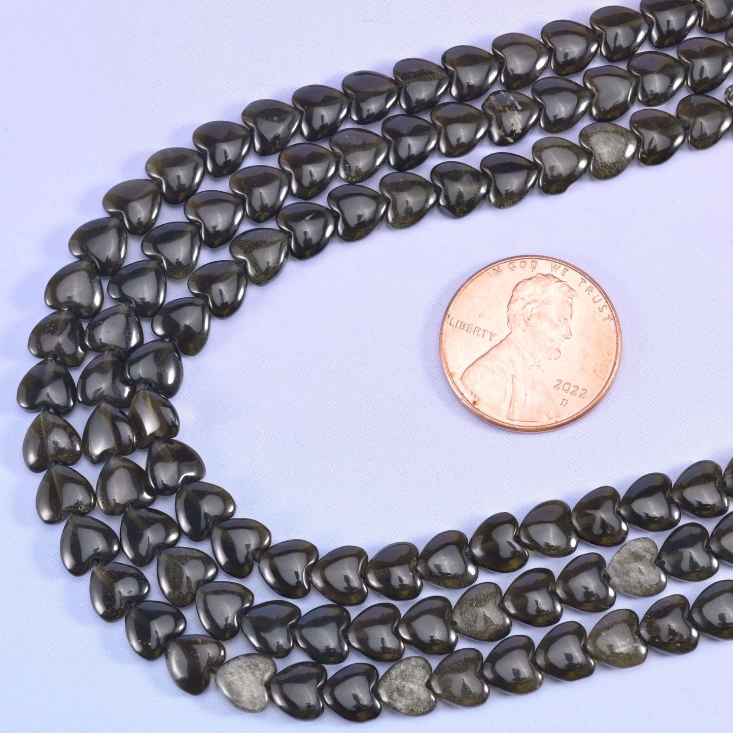 Gold Obsidian Heart Beads