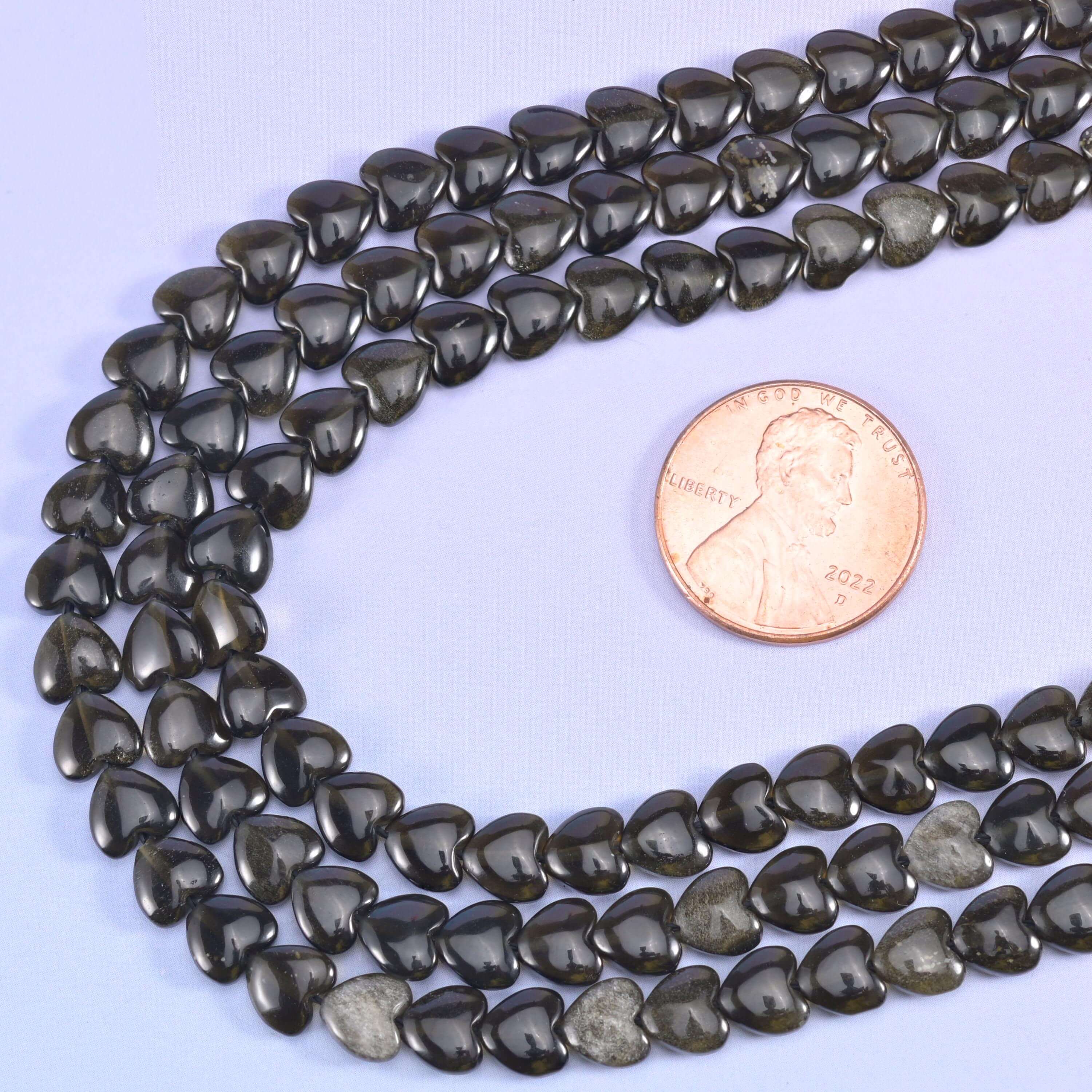 Gold Obsidian Heart Beads
