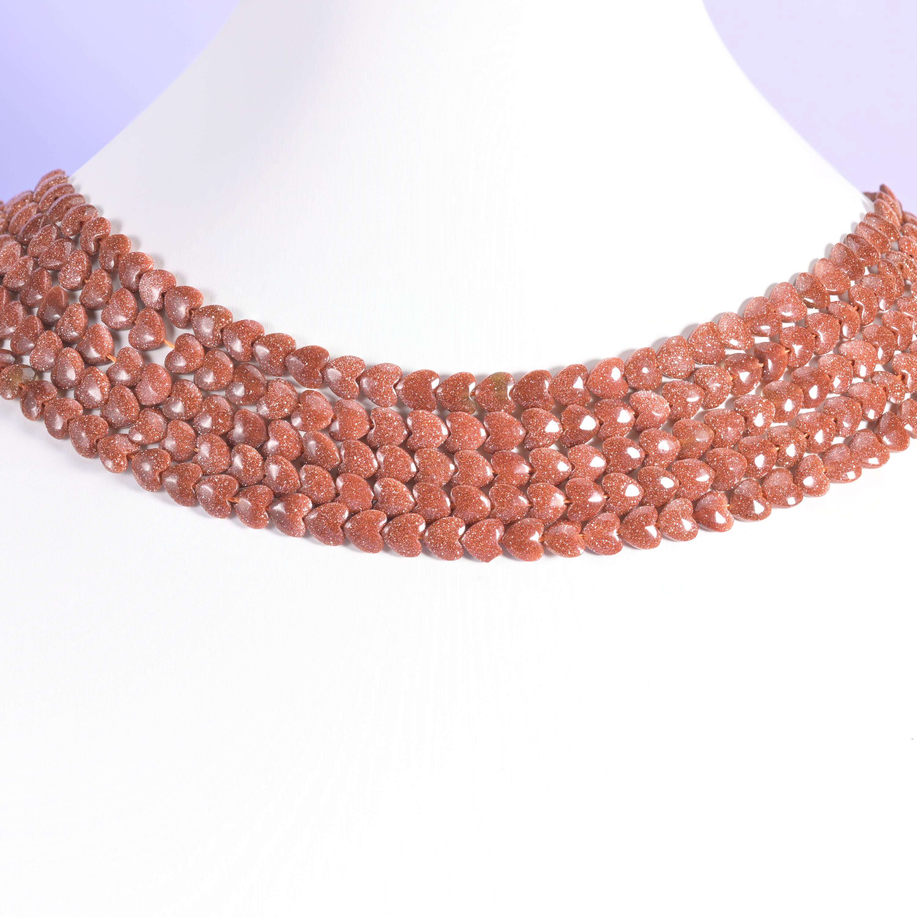 Gold Sandstone Heart Beads