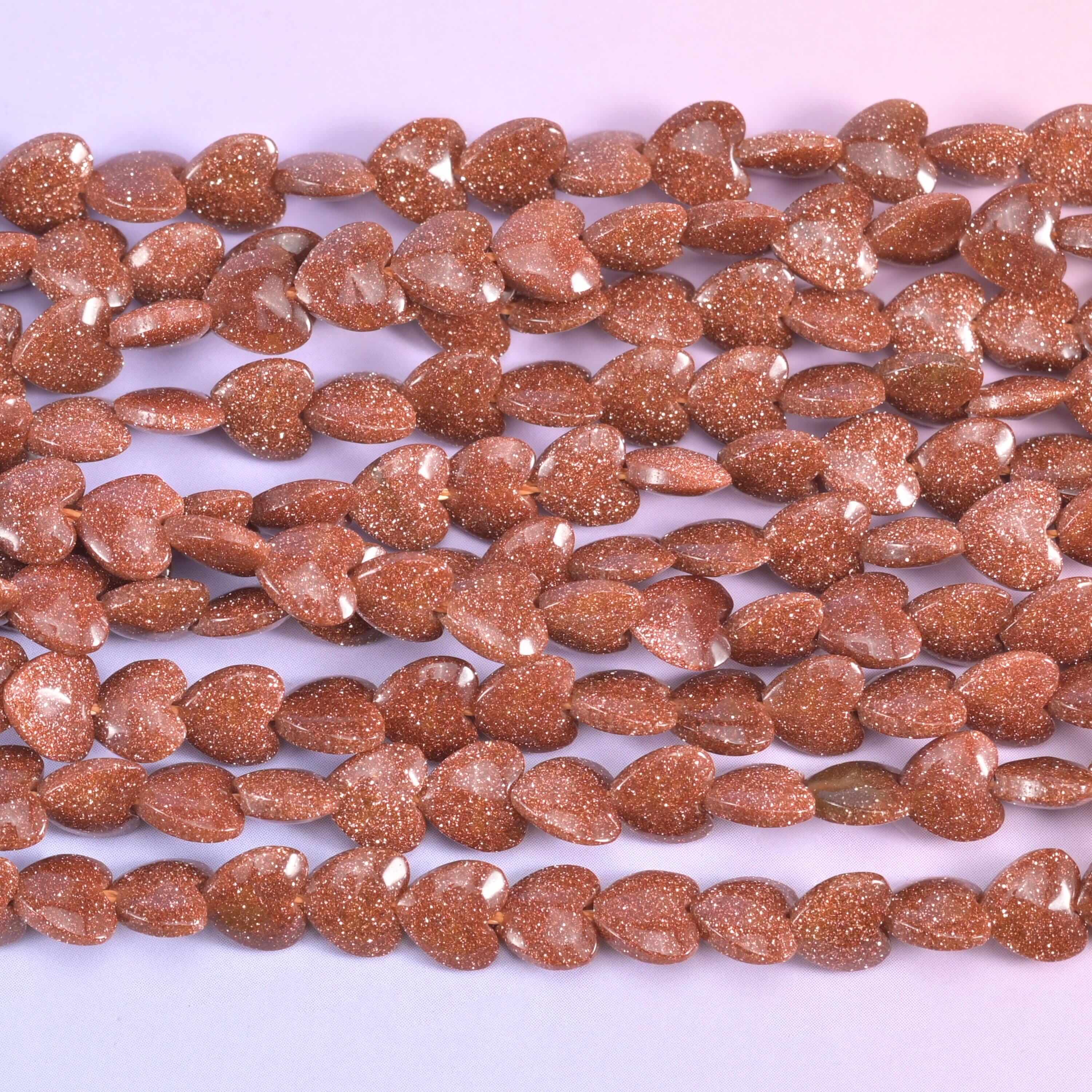 Gold Sandstone Heart Beads