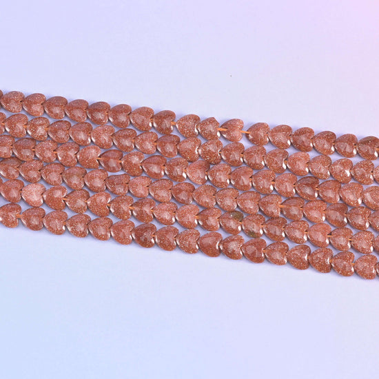 Gold Sandstone Heart Beads