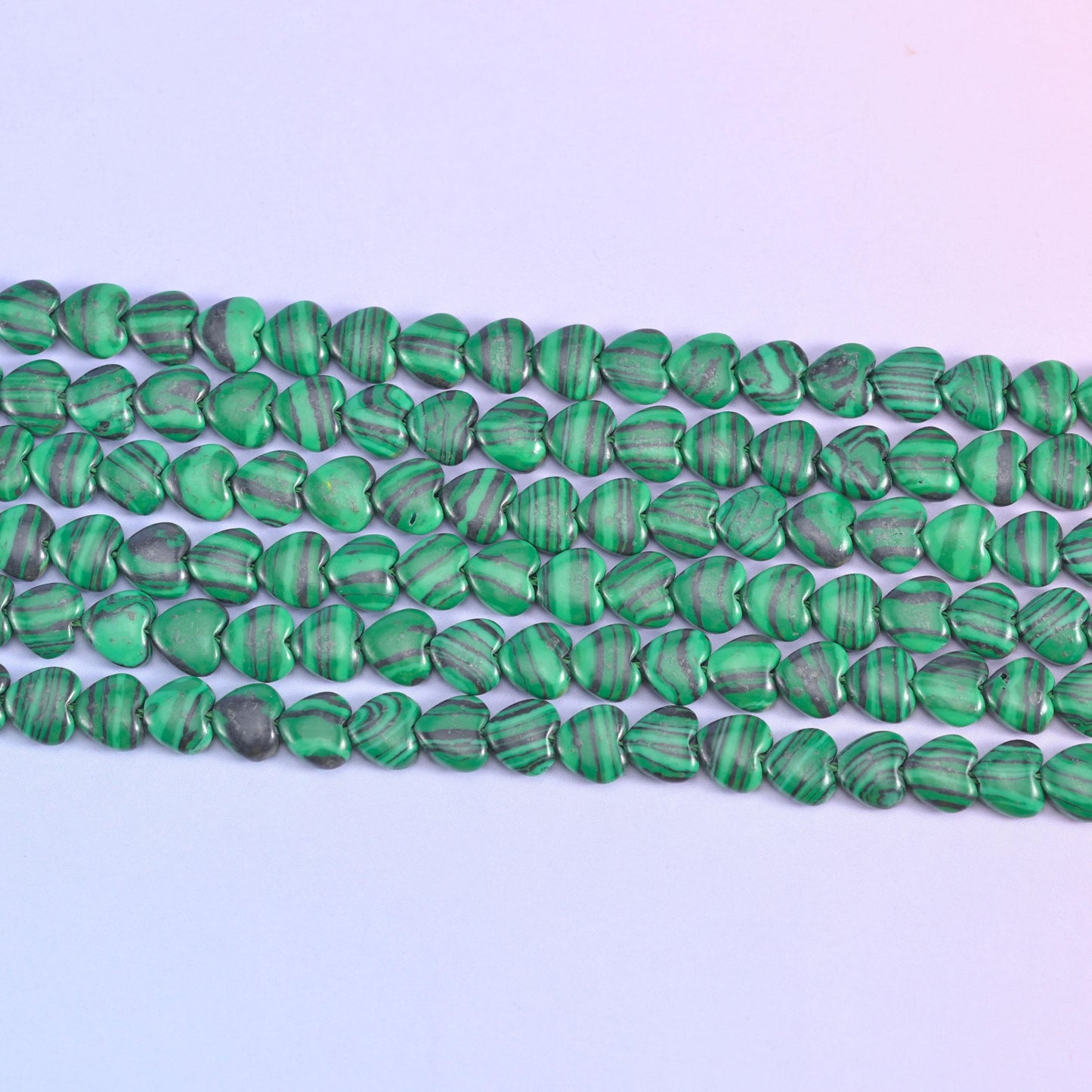 Green Malachite Heart Beads