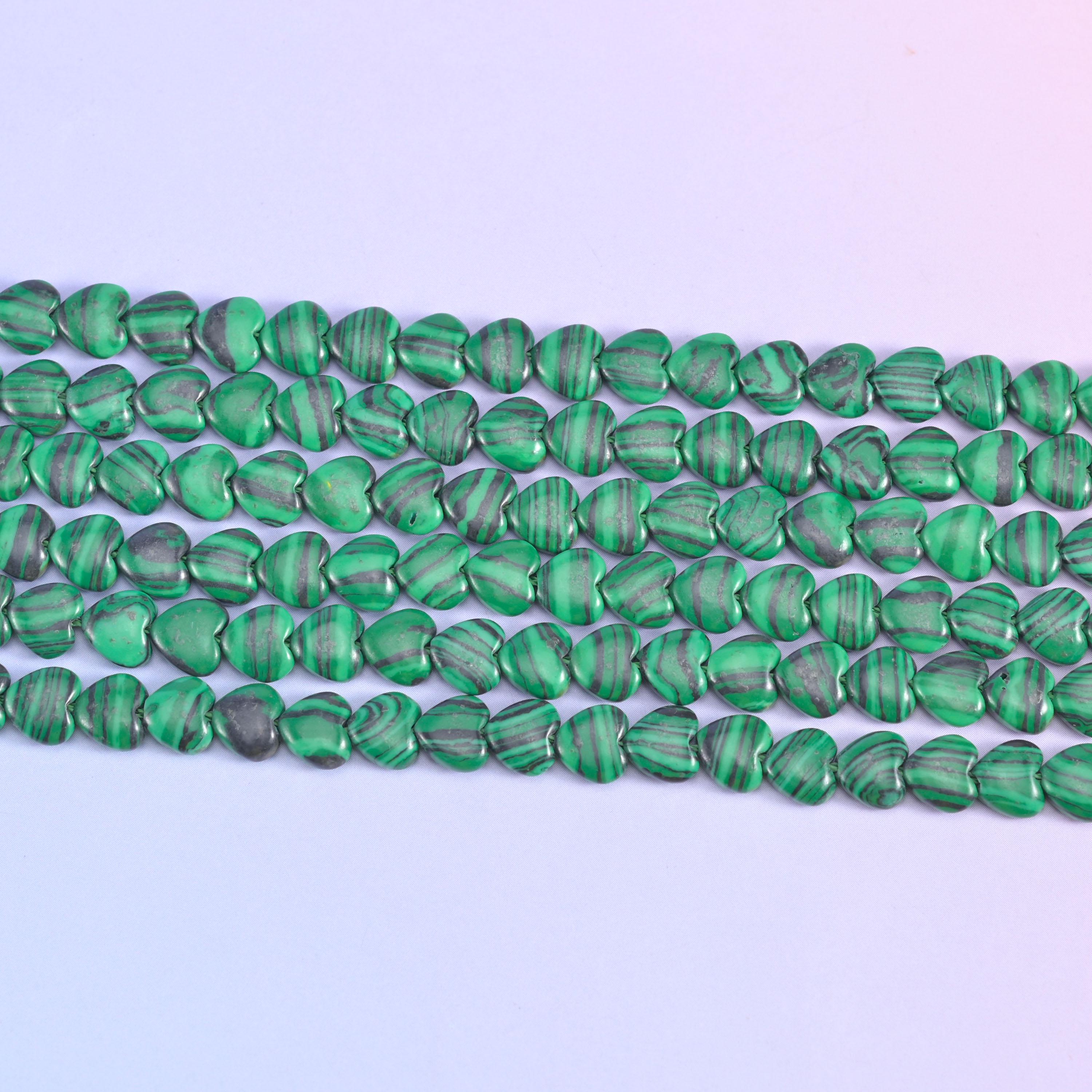 Green Malachite Heart Beads