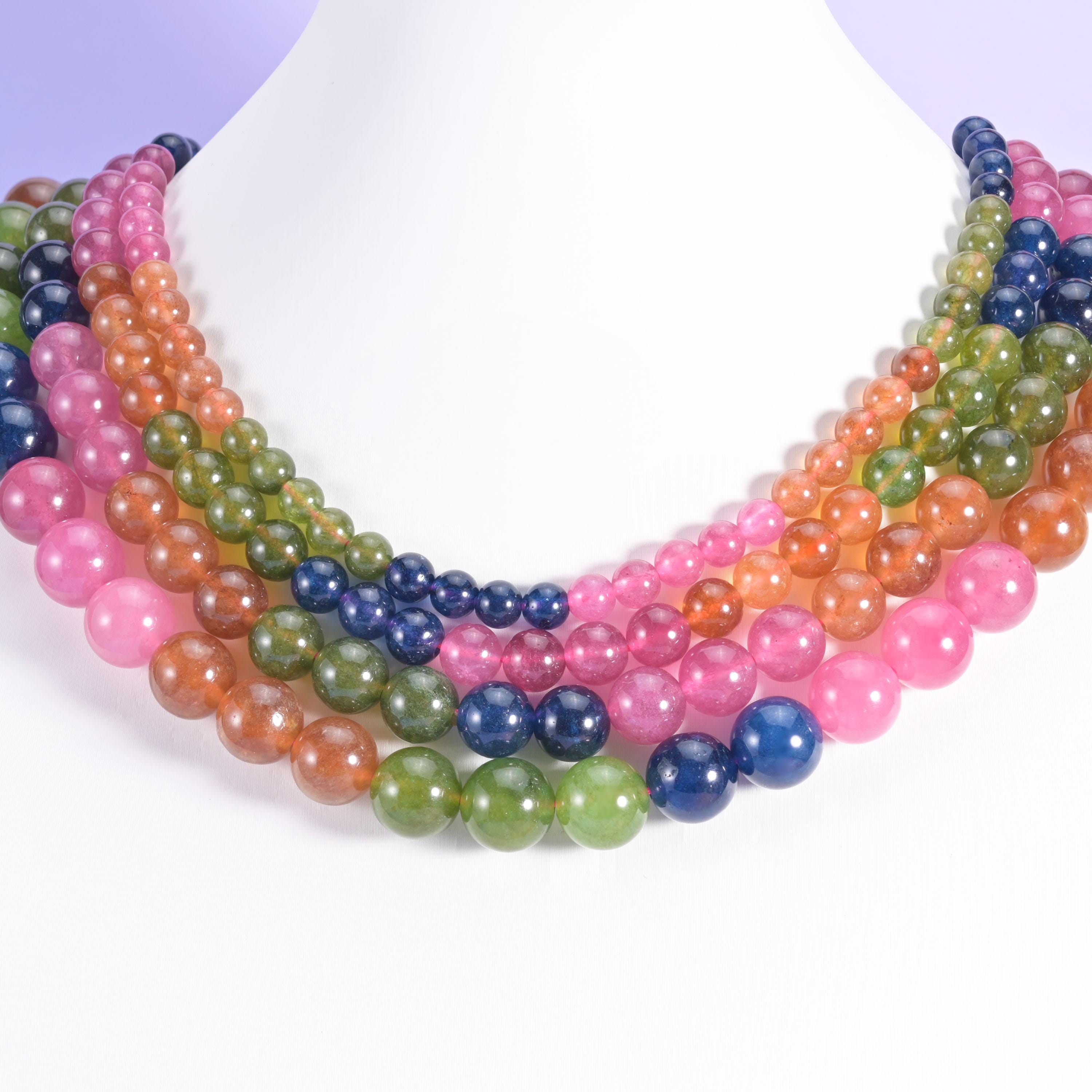 Tourmaline Color Dyed Jade Beads Round 6mm–12mm