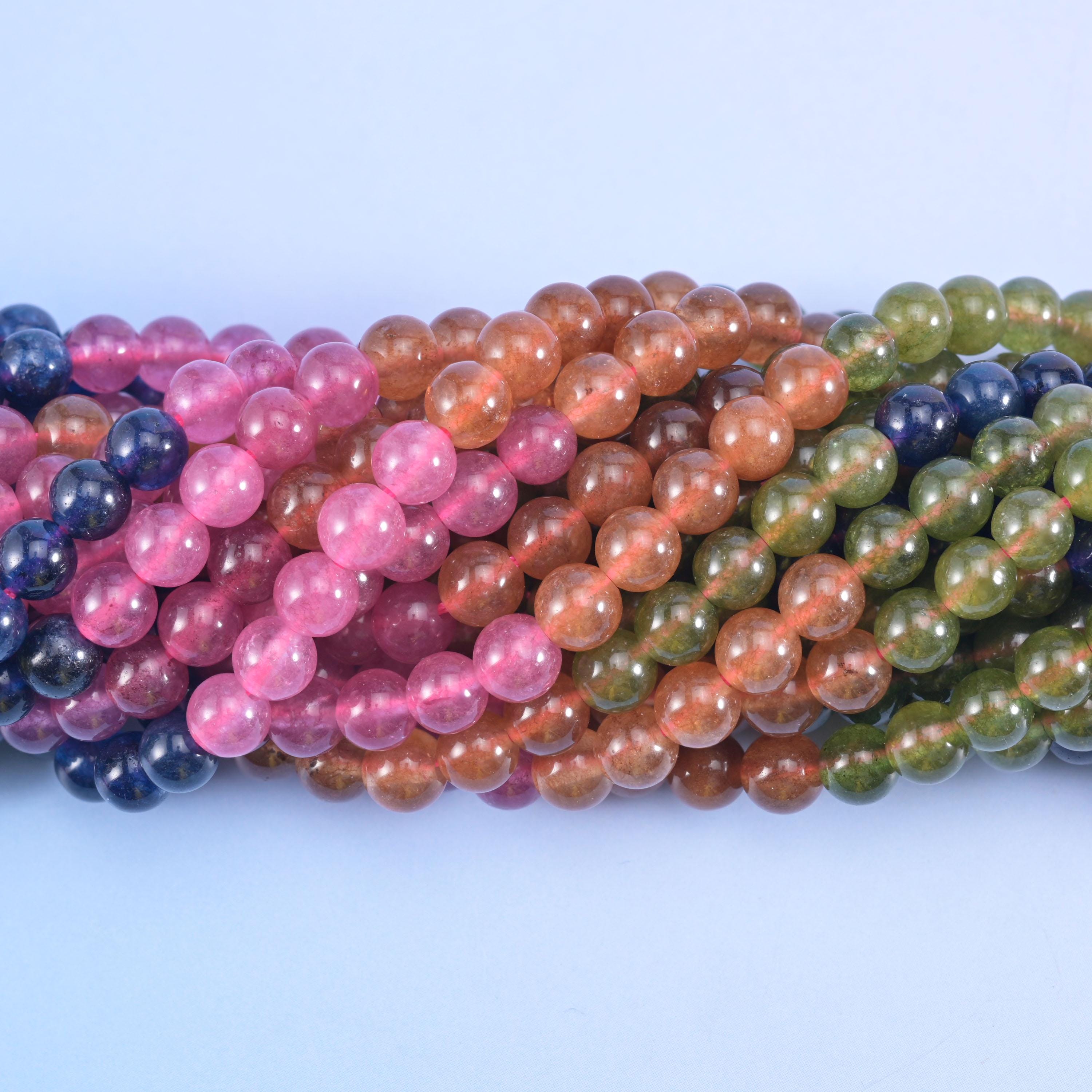Tourmaline Color Dyed Jade Beads Round 6mm–12mm