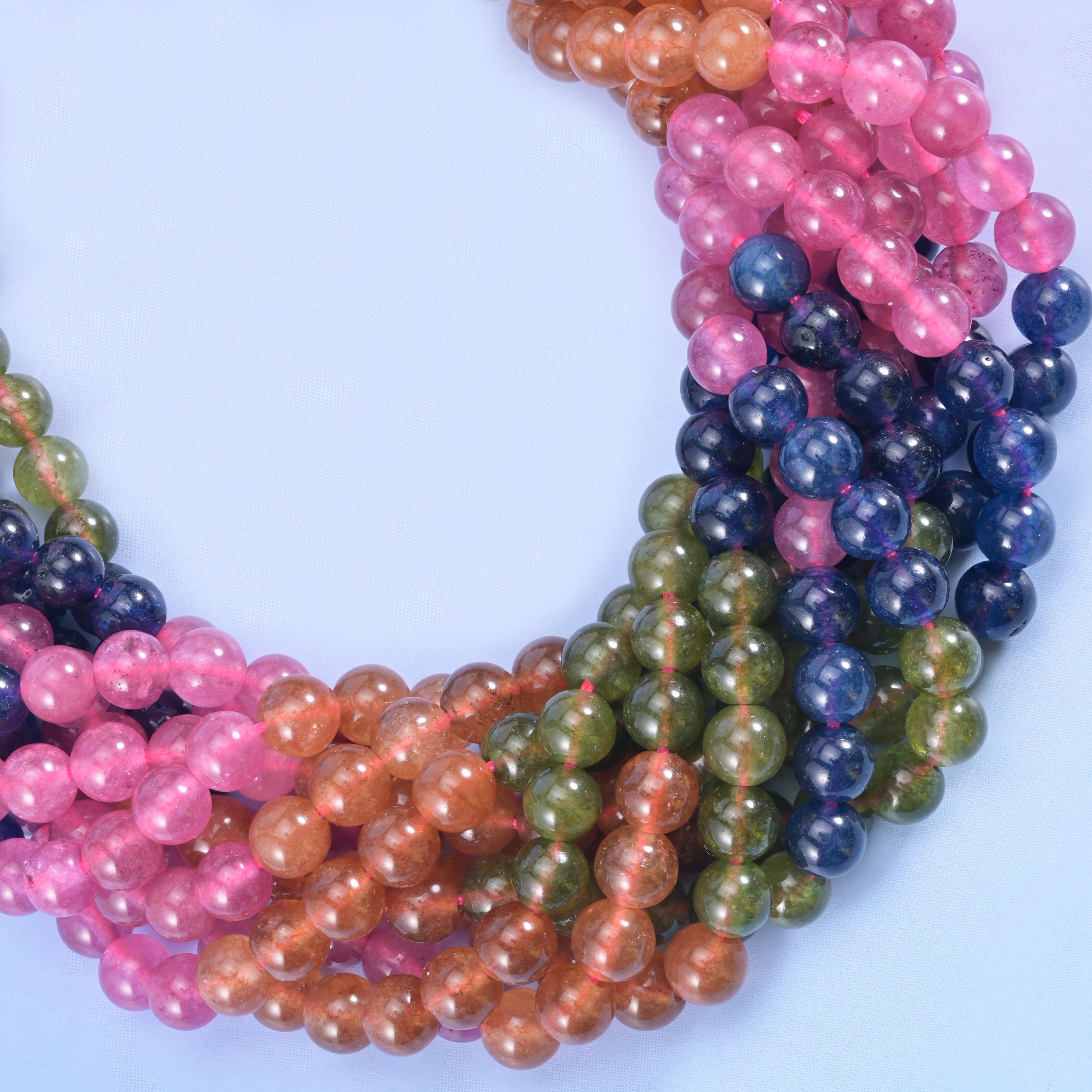 Tourmaline Color Dyed Jade Beads Round 6mm–12mm