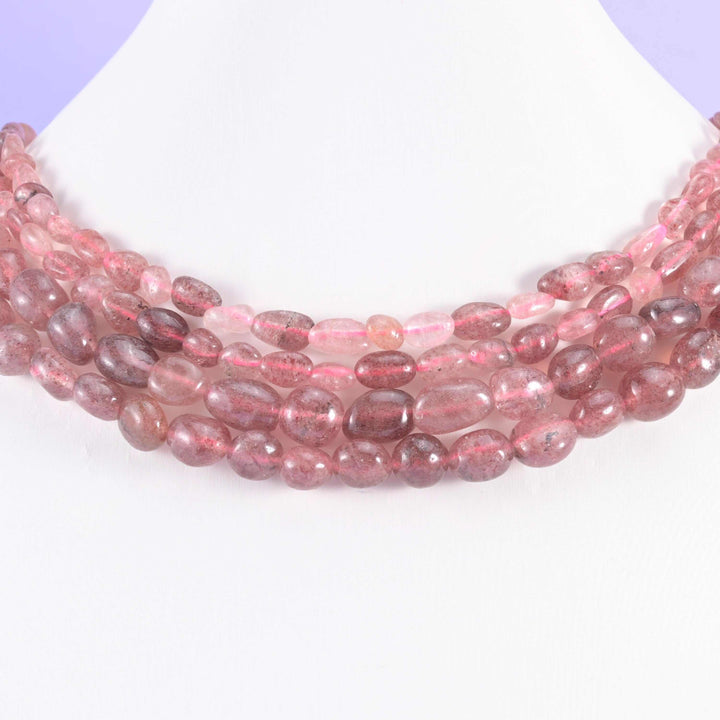 strawberry quartz pebble gemstone beads