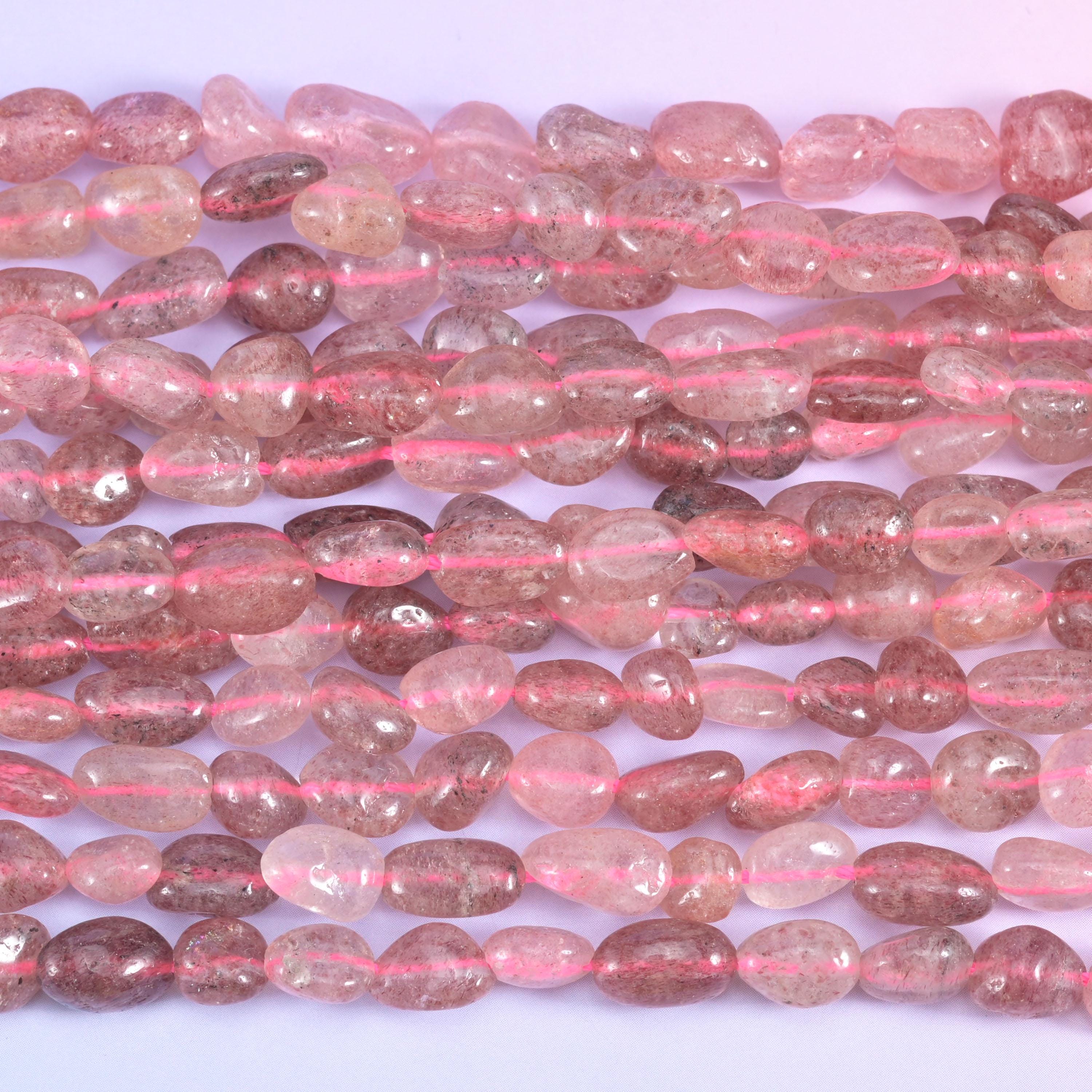 Strawberry Quartz Pebble Nugget Beads