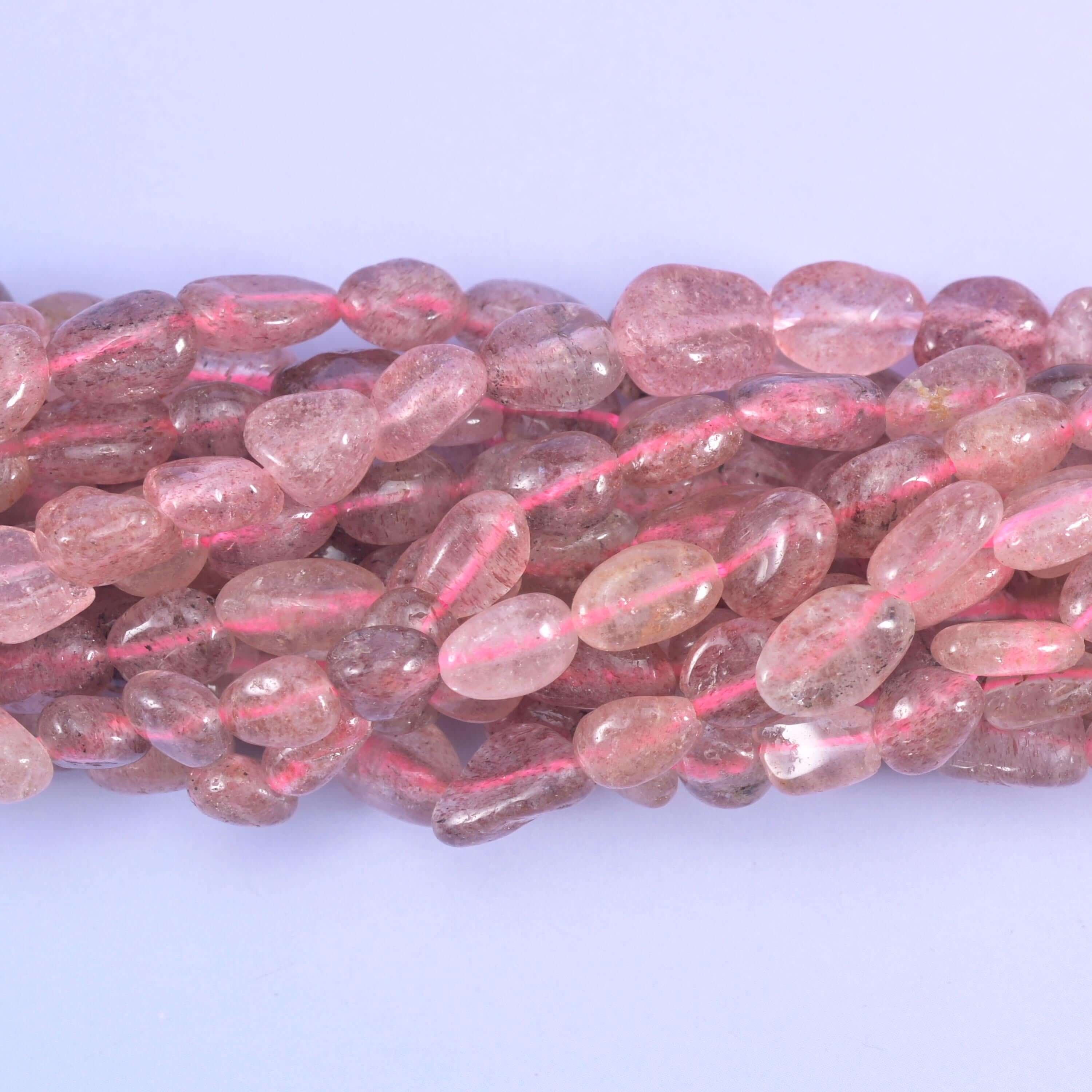 Strawberry Quartz Pebble Nugget Beads