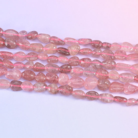 strawberry quartz pebble gemstone beads