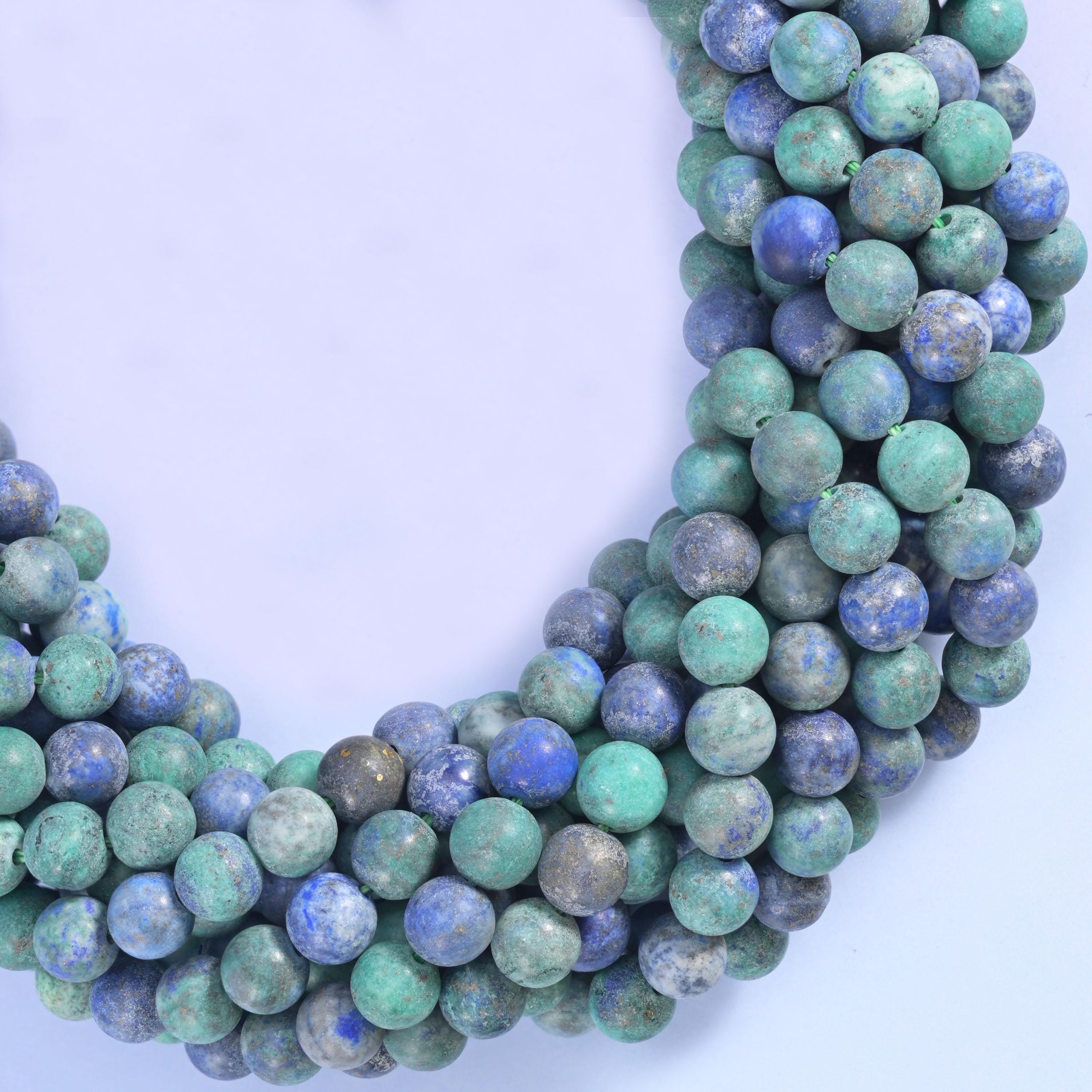 Phoenix Lapis Matte Round Beads 4mm 6mm 8mm 10mm Jewelry Making 15 Inch Strand