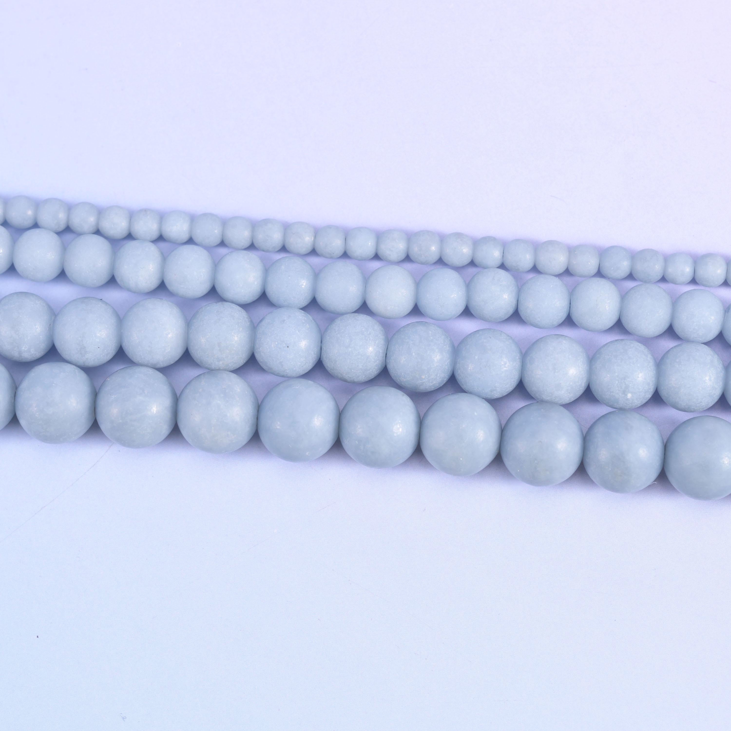 Angelite Matte Round Beads 4mm 6mm 8mm 10mm Jewelry Making 15 Inch Strand