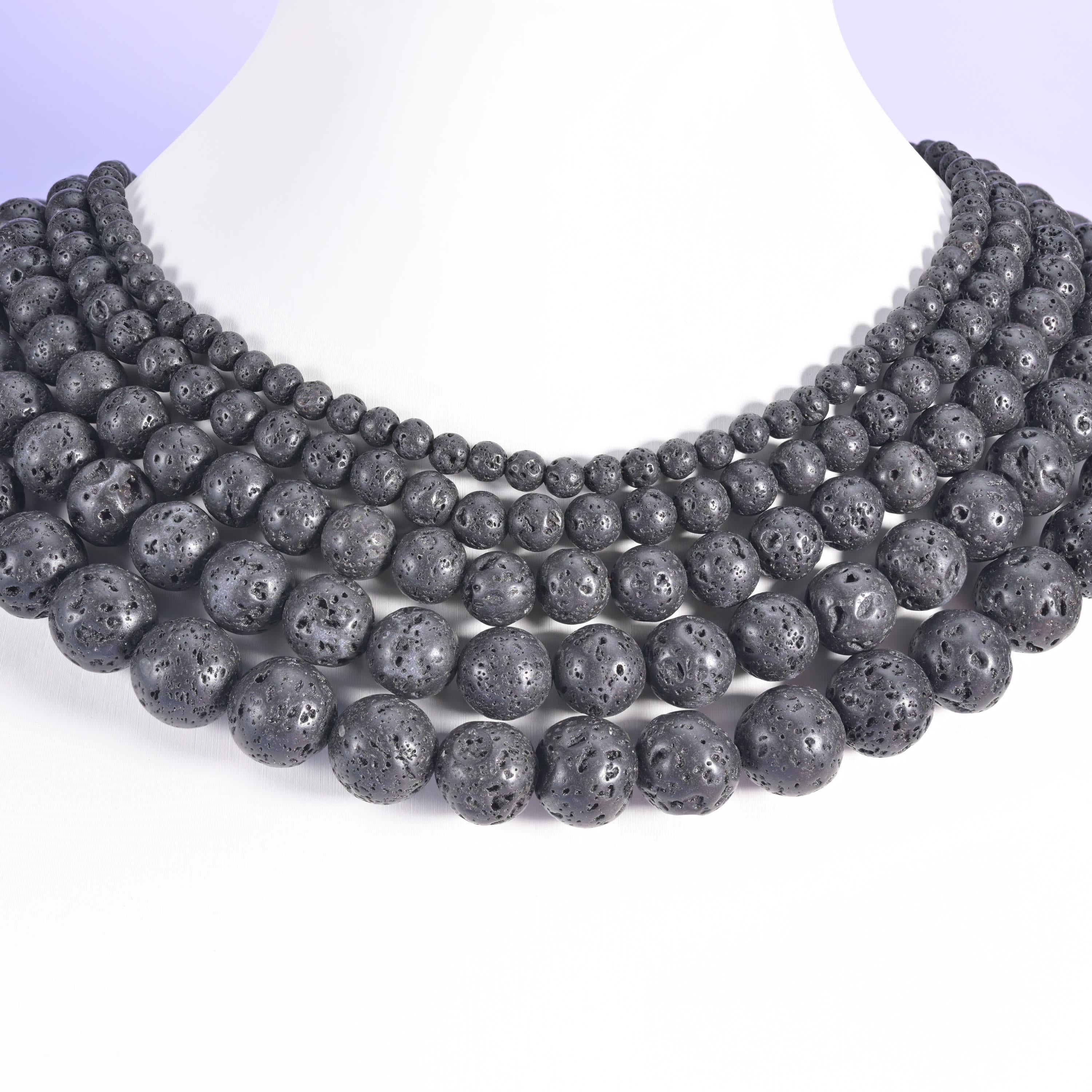 Lava Rock Beads for Jewelry Making – Smooth Round Strands