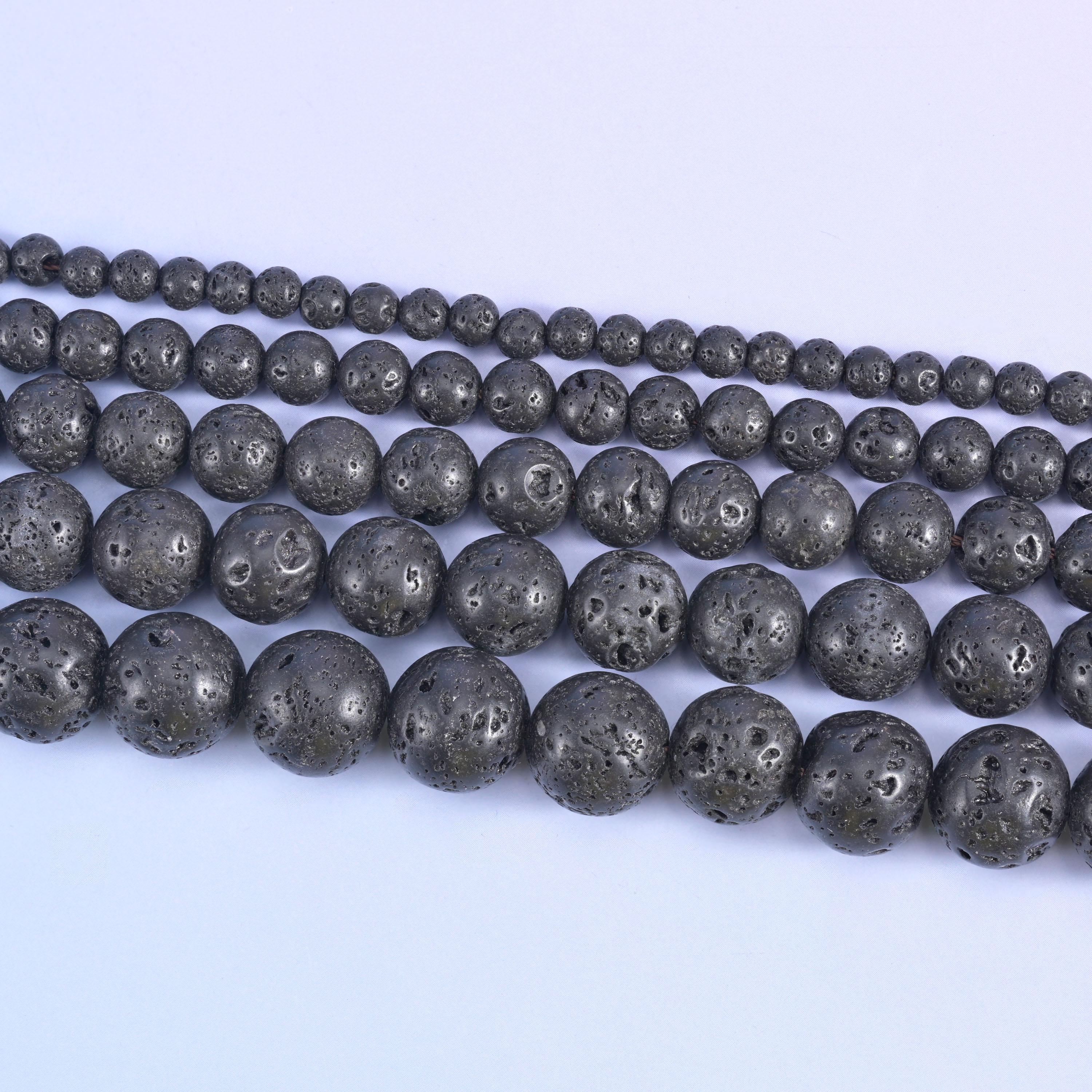 Lava Rock Beads for Jewelry Making – Smooth Round Strands