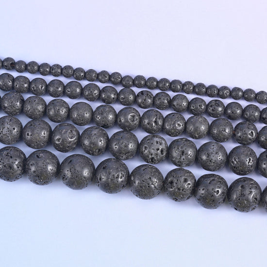 Lava Rock Beads for Jewelry Making – Smooth Round Strands
