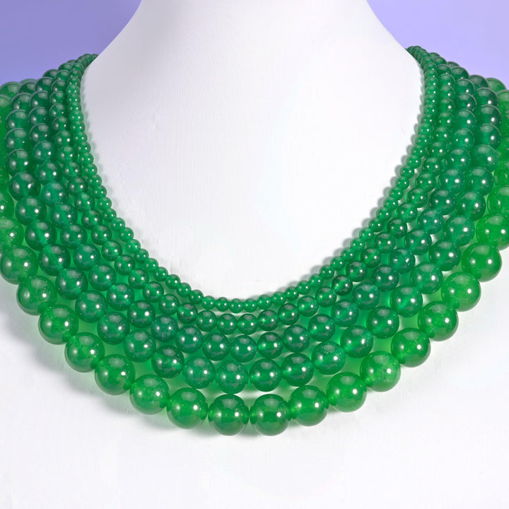 Green Dyed Jade Smooth Round Beads 4mm 6mm 8mm 10mm 12mm Jewelry Making 15.5 Inch Strand
