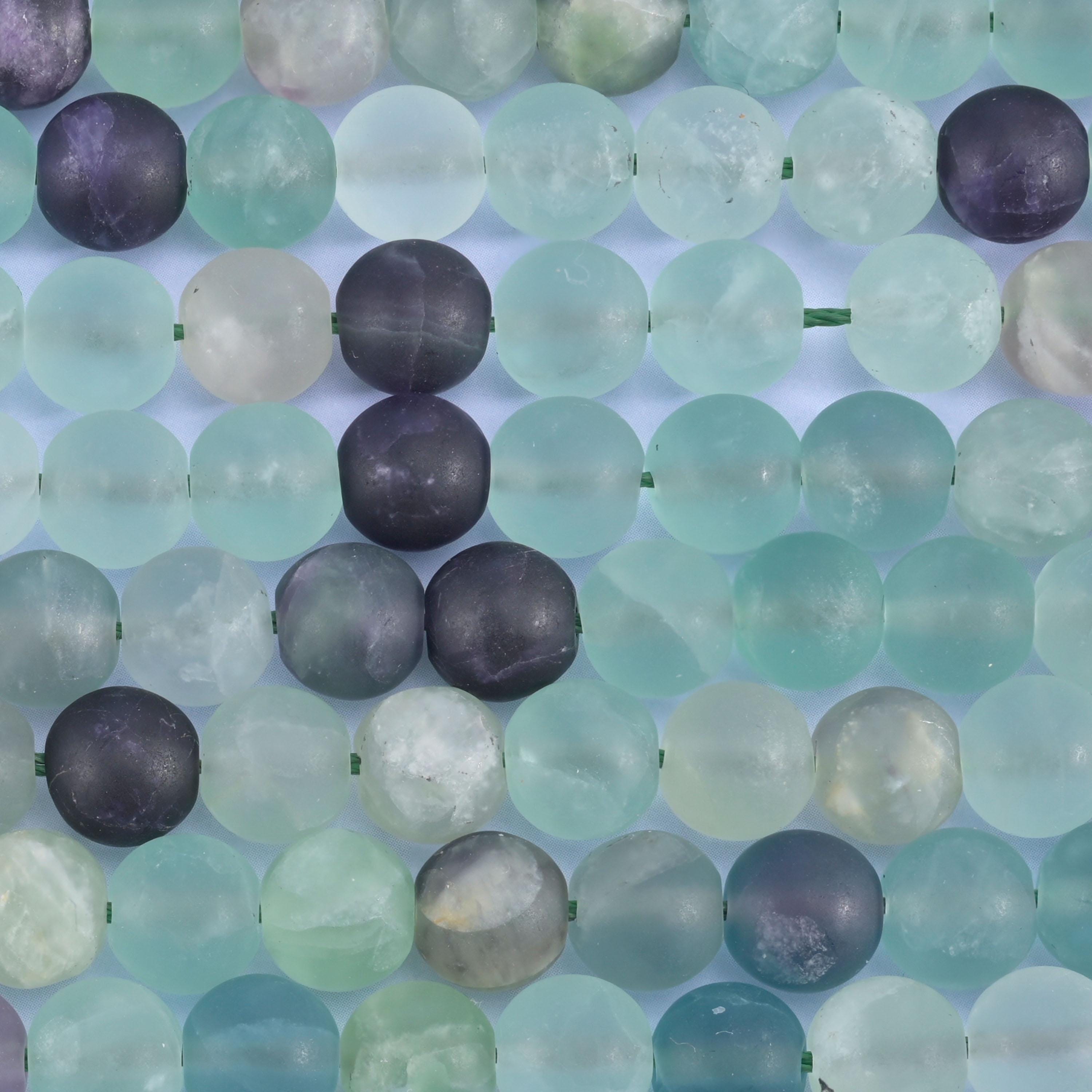 Colorful Fluorite Matte Round Beads 4mm 6mm 8mm 10mm Jewelry Making 15 Inch Strand