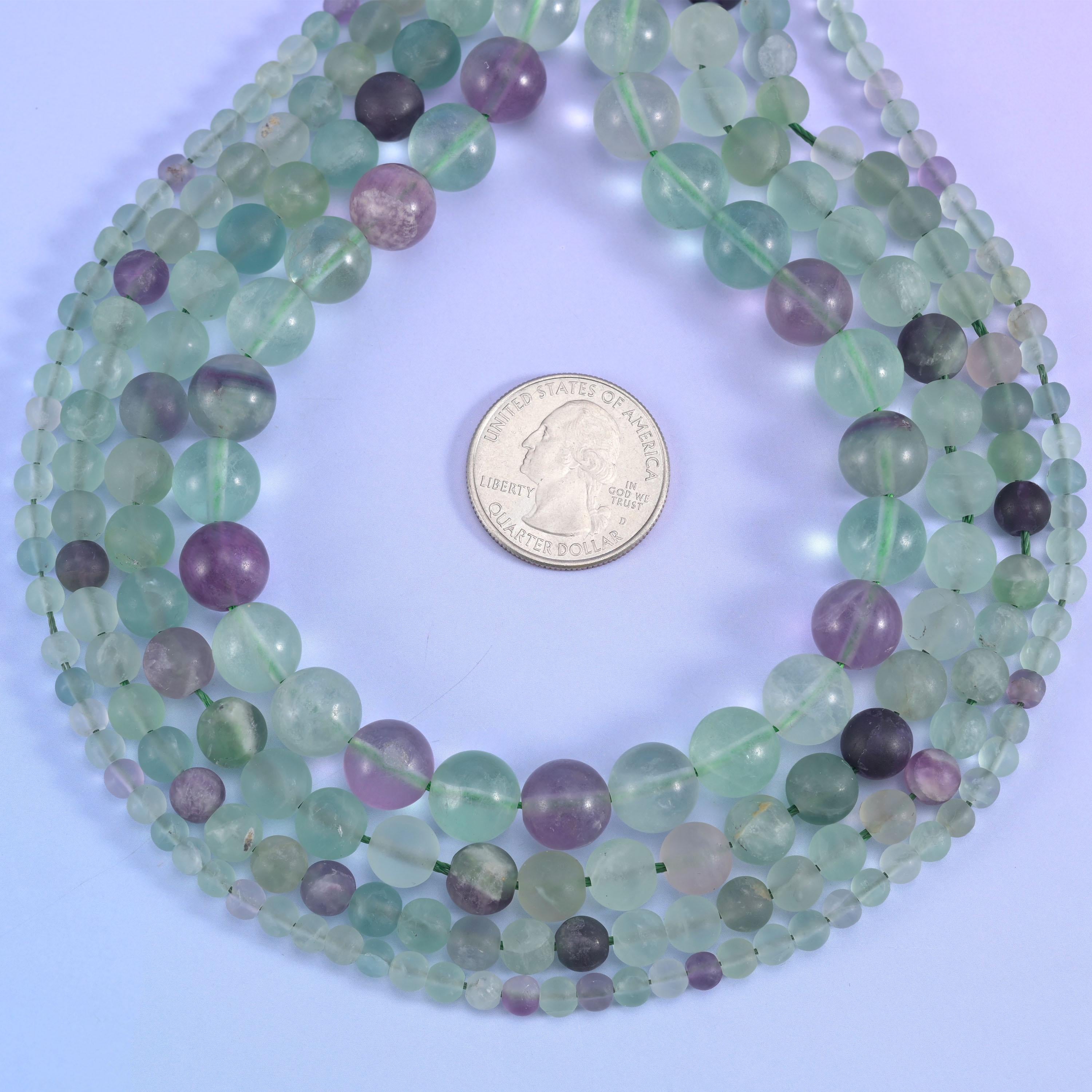 Colorful Fluorite Matte Round Beads 4mm 6mm 8mm 10mm Jewelry Making 15 Inch Strand